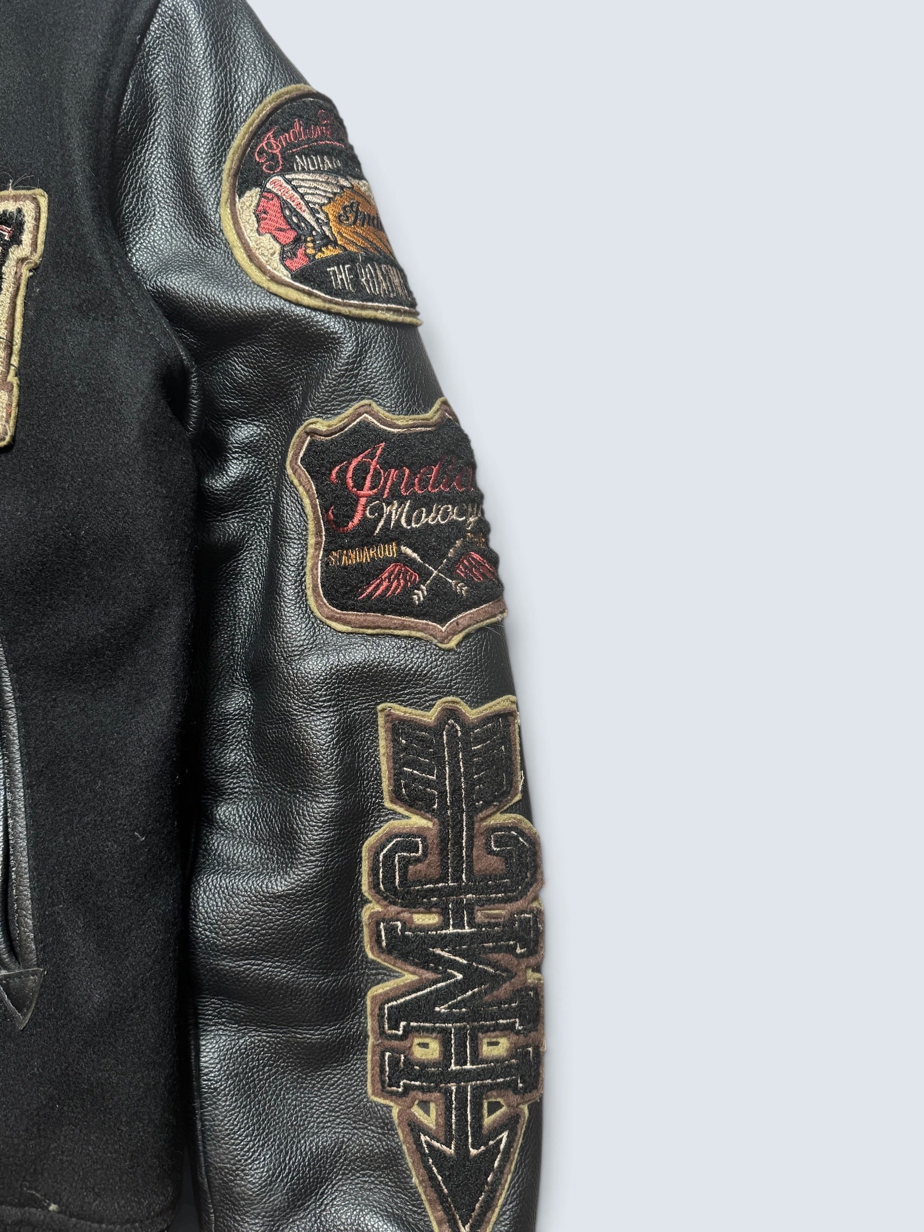 Jacket teddy varsity cuir Indian Motorcycle Japan edition black 00's - M
