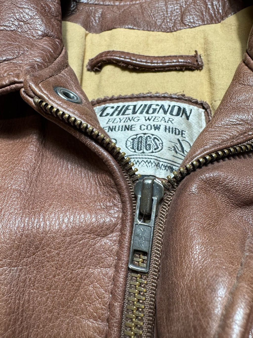 Jacket cuir cowhide flight bomber G-2 Chevignon Flying wear brown 80’s - L