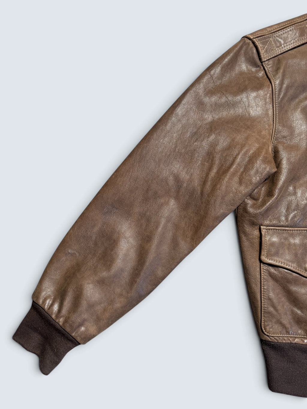 Jacket cuir cowhide flight A-2 Willis & Geiger usa usaf patch brown 90’s - 36 (S/M)