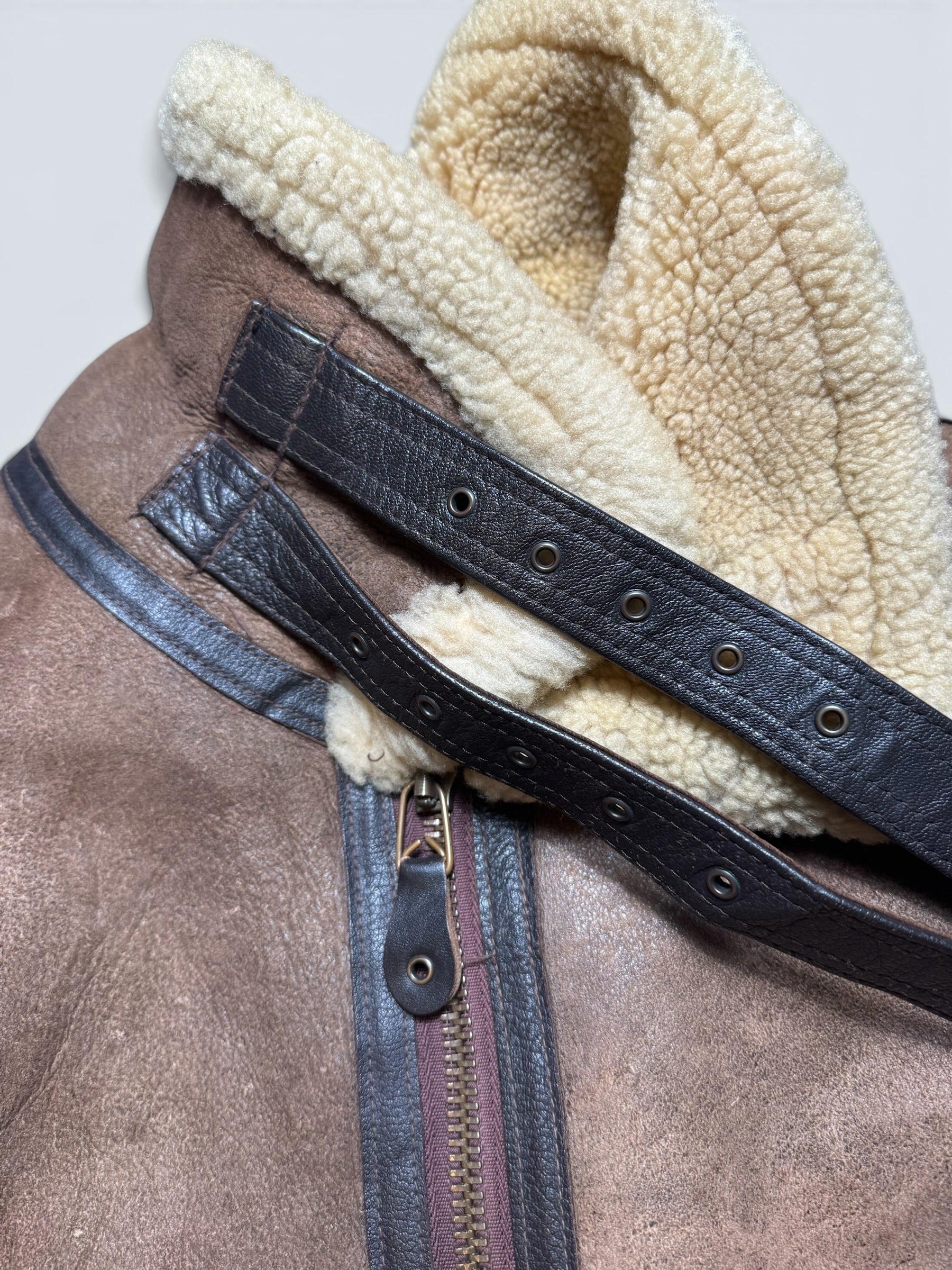 Jacket cuir flight shearling B-3 Avirex made in USA usaf brown vintage 80’s - 38 (M)