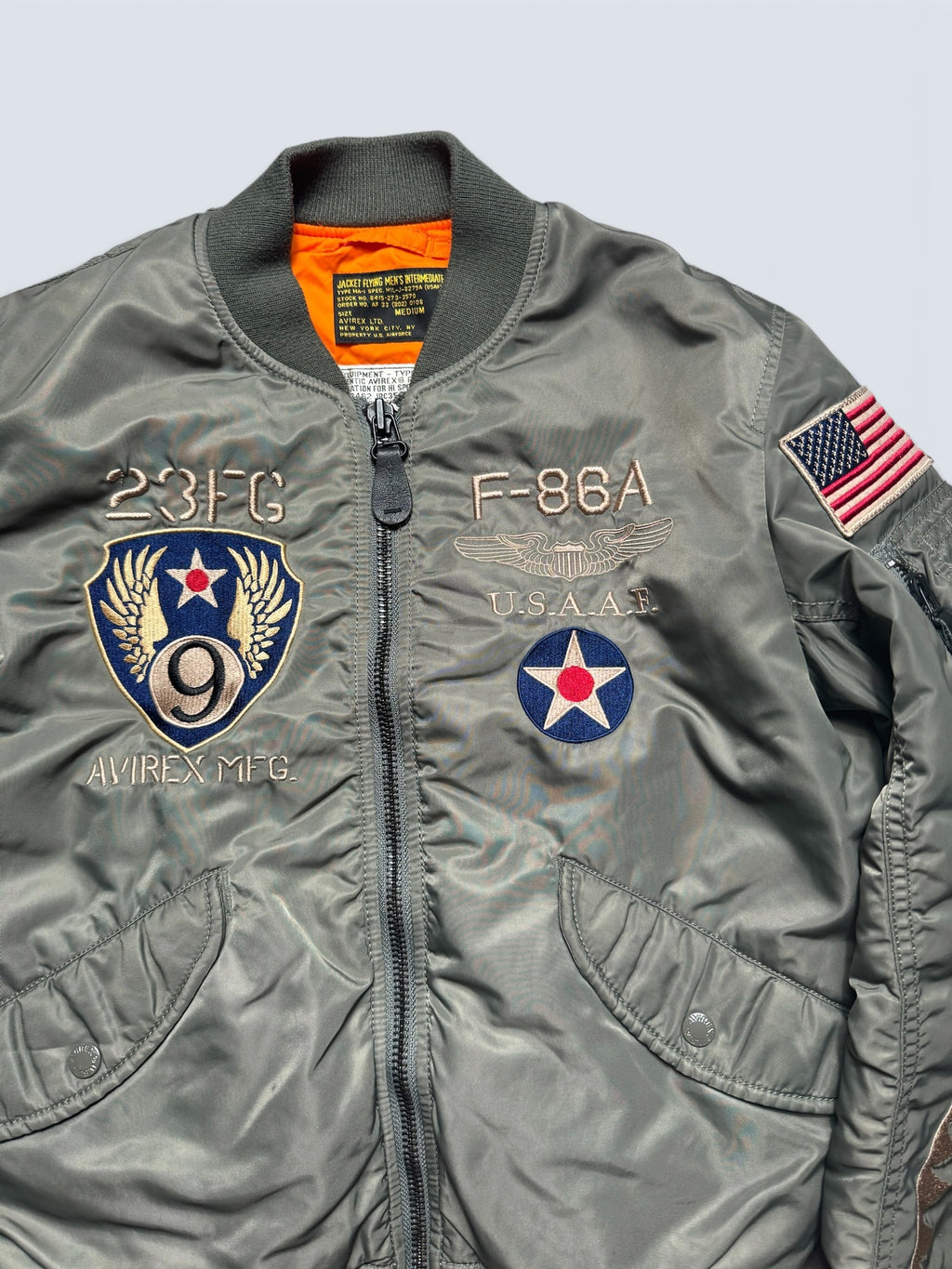 Jacket nylon bomber flight Ma-1 Avirex LTD Japan exclusive F-86 Flying Sharks 00's - S