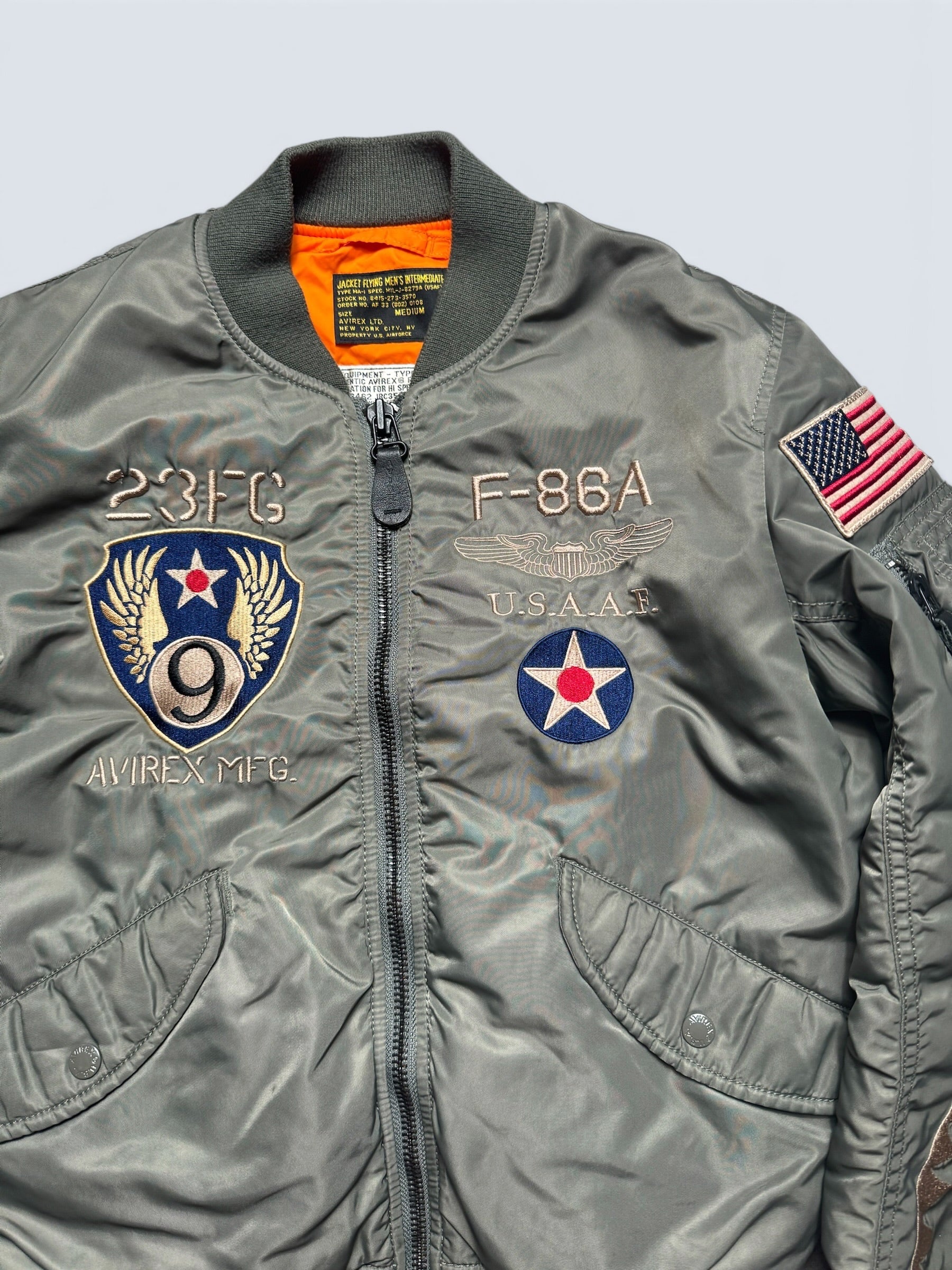 Jacket nylon bomber flight Ma-1 Avirex LTD Japan exclusive F-86 Flying Sharks 00's - S