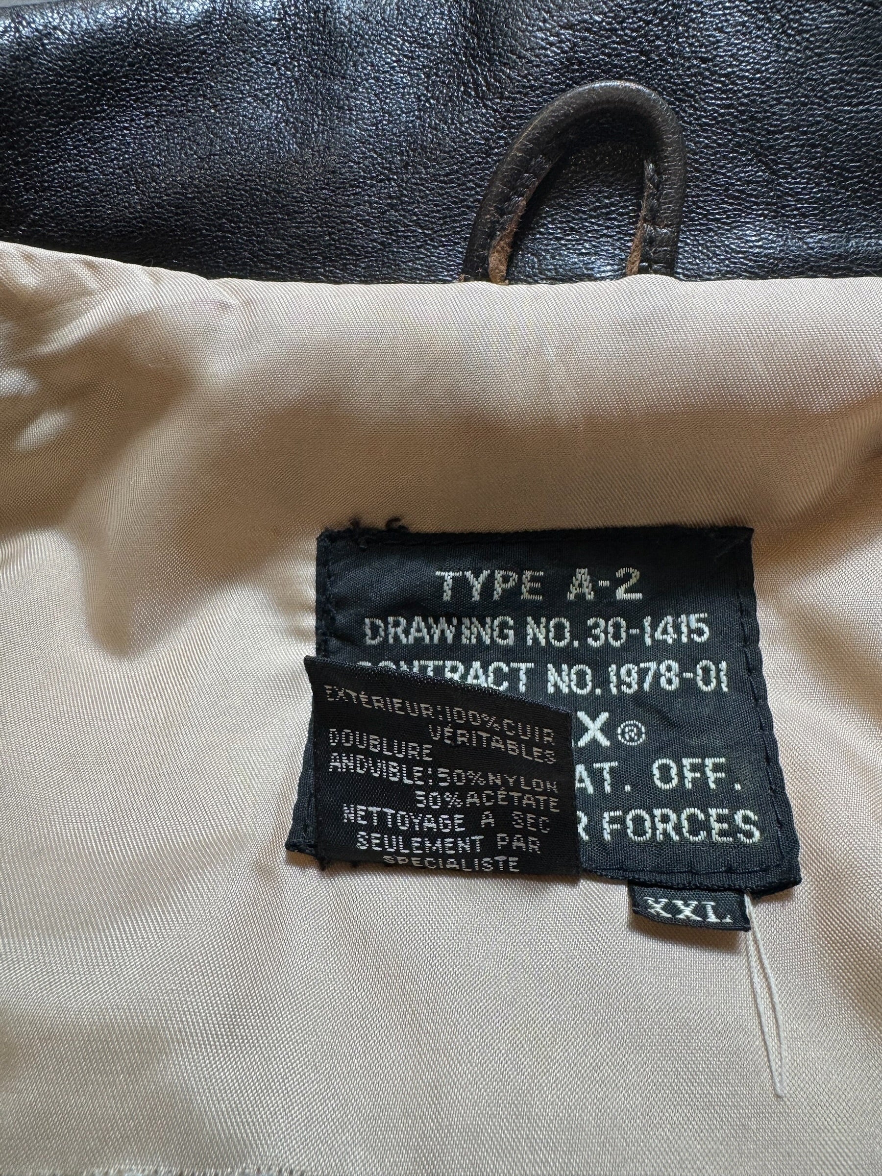 Jacket cuir flight A-2 Avirex usaf England 1941 nose art patch black 90’s - 2XL/3XL