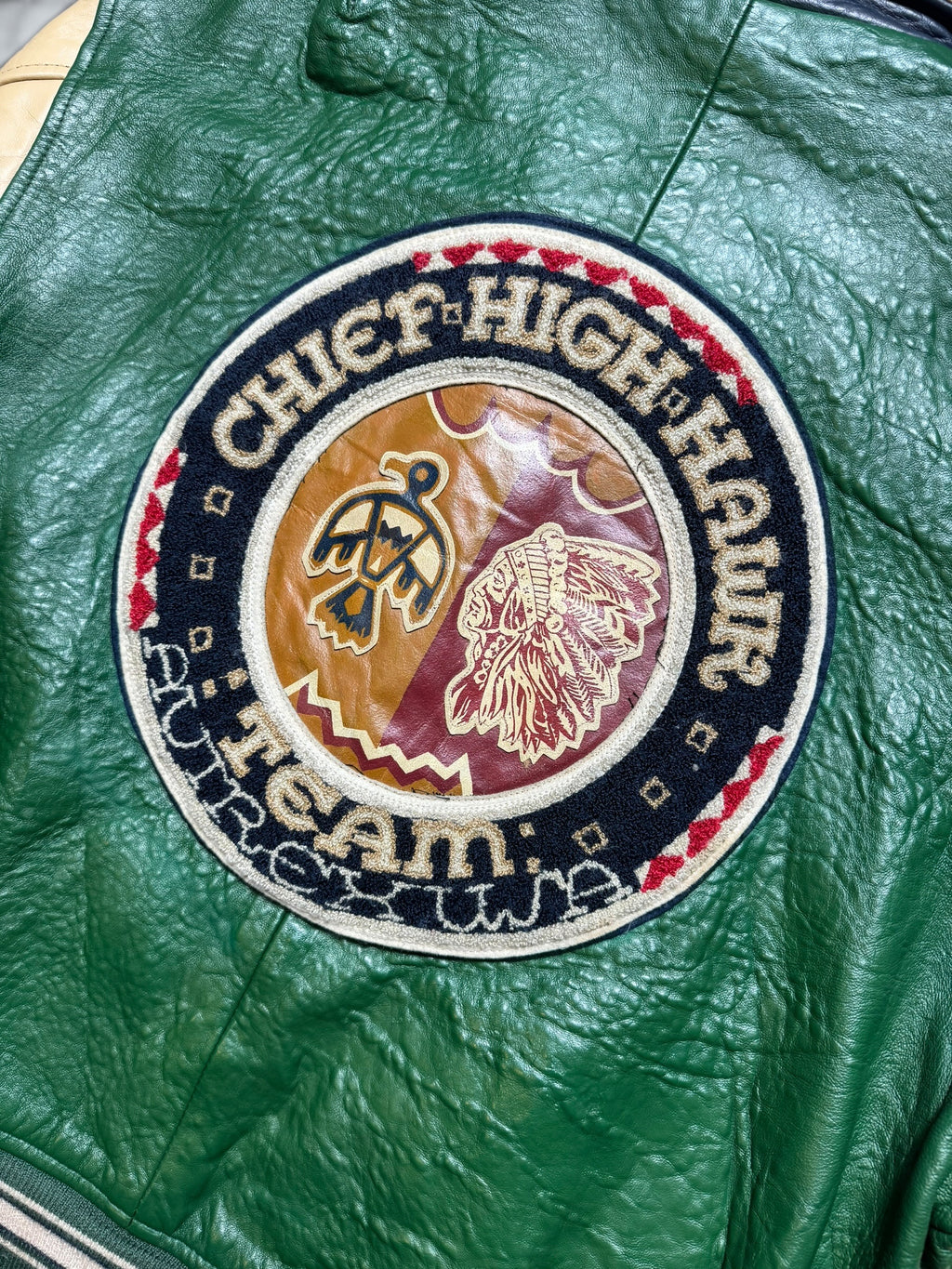 Jacket varsity baseball sport Avirex ltd hawk team made in usa green vintage 90’s - L/XL
