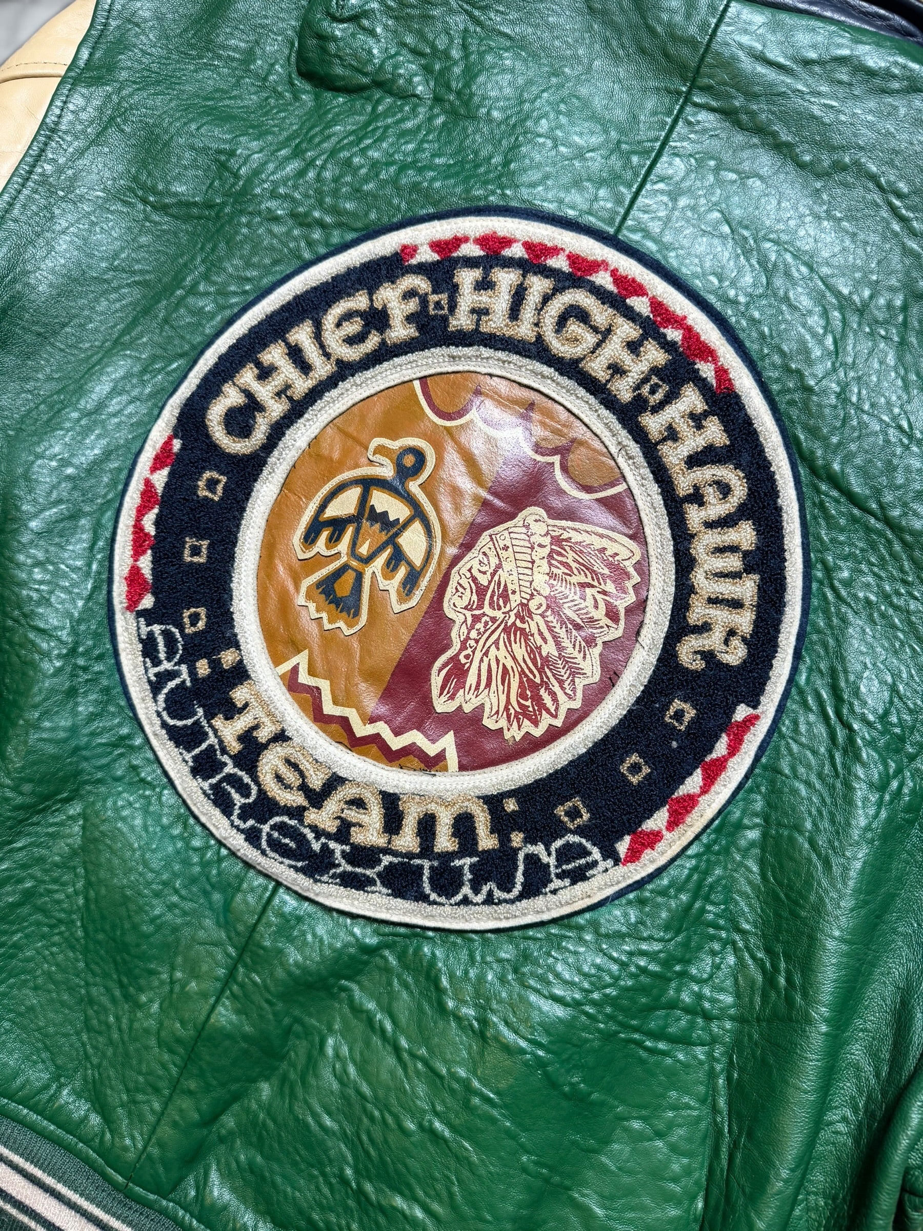 Jacket varsity baseball sport Avirex ltd hawk team made in usa green vintage 90’s - L/XL