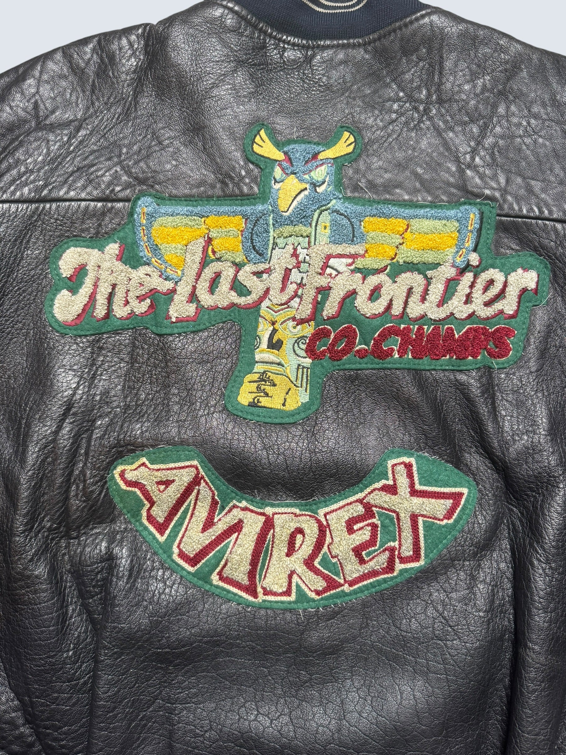 Jacket cuir varsity sport Avirex the last frontier co champs MSL black 80’s - M/L