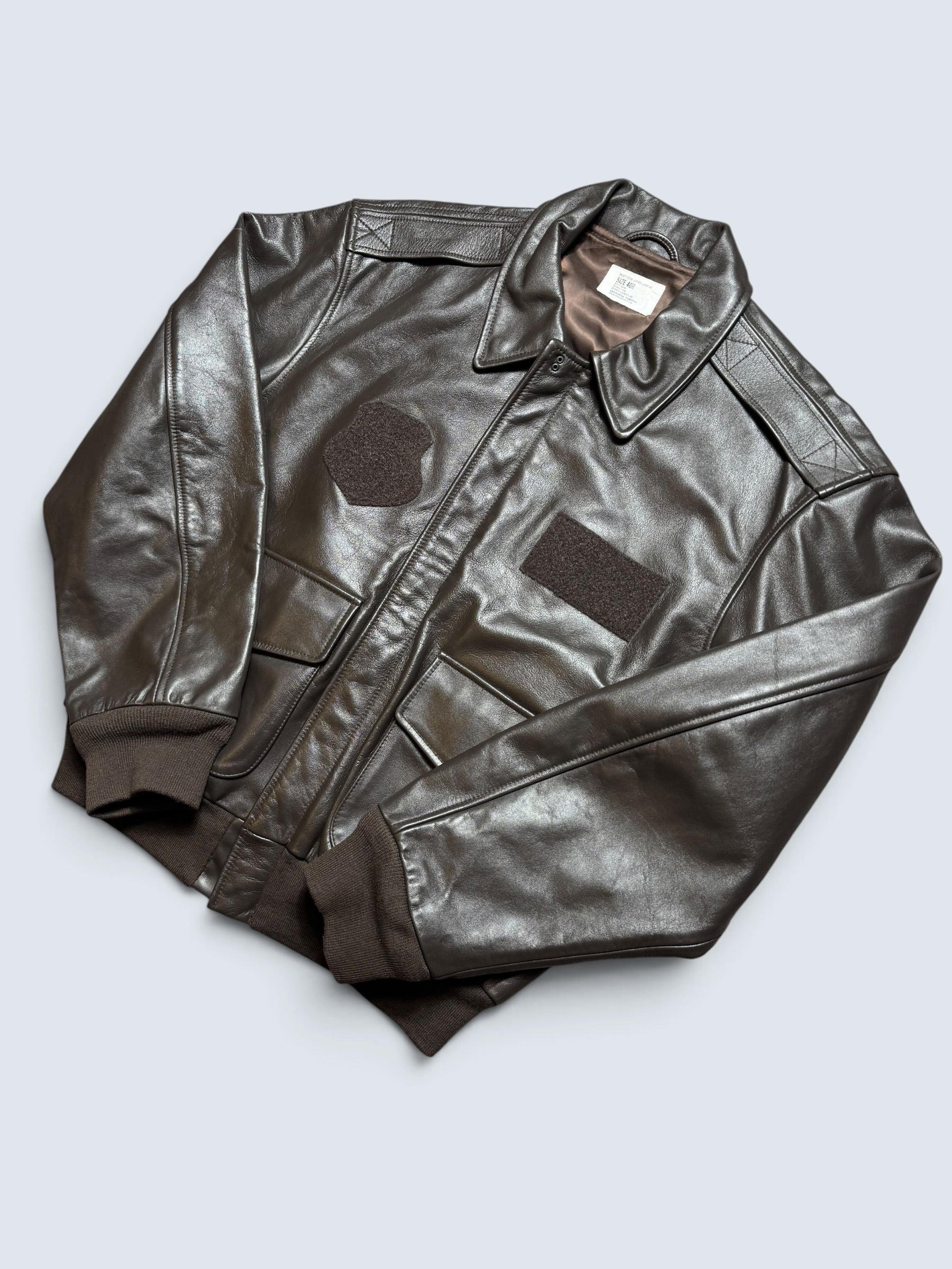 Jacket cuir bomber flight A-2 Dragon Tooth velcro patch usaf black - 40 (M/L)