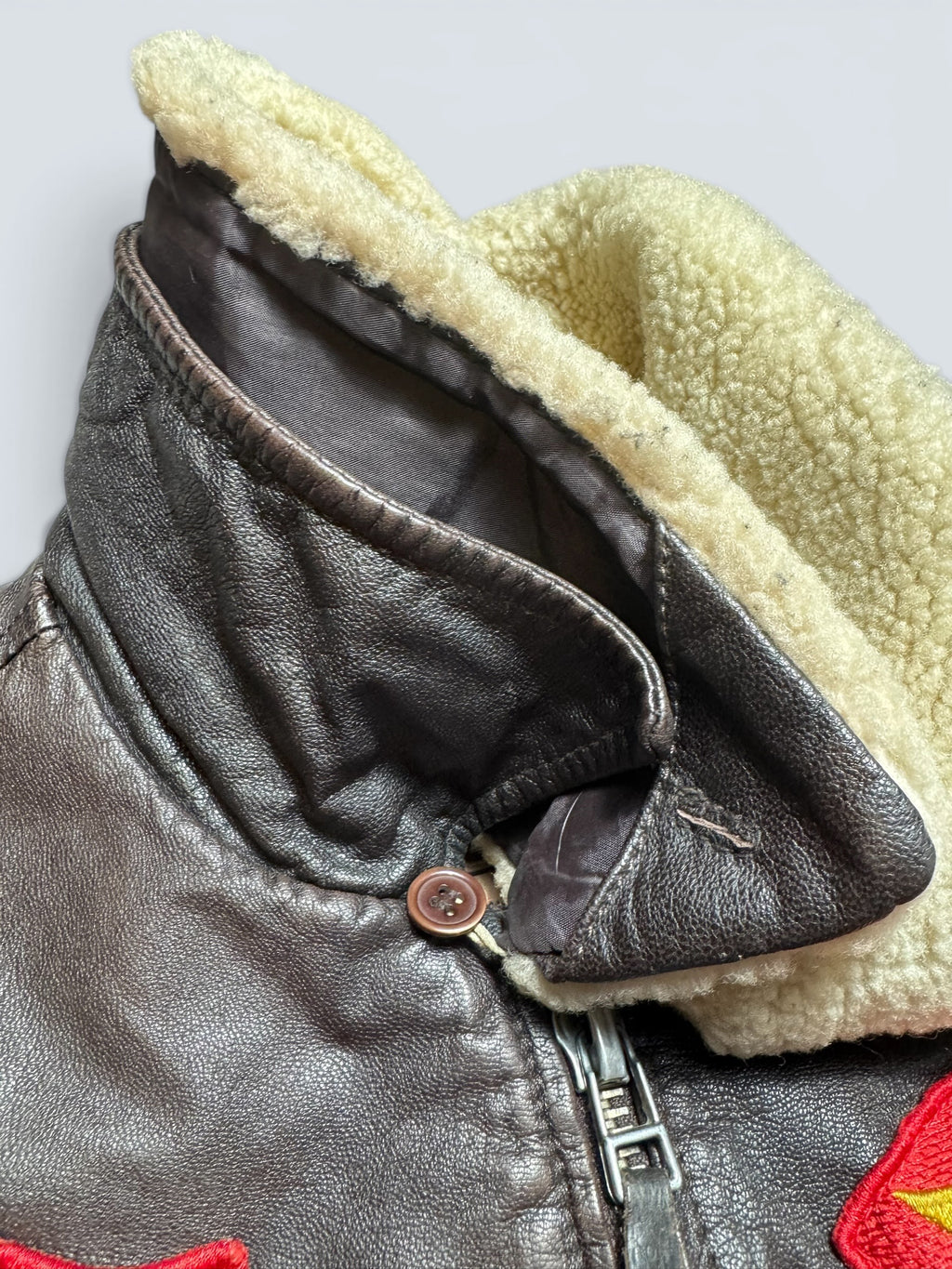 Jacket cuir cowhide flight G-1 Avirex LTD Japan exclusive Top Gun usn full patch brown 90’s - S