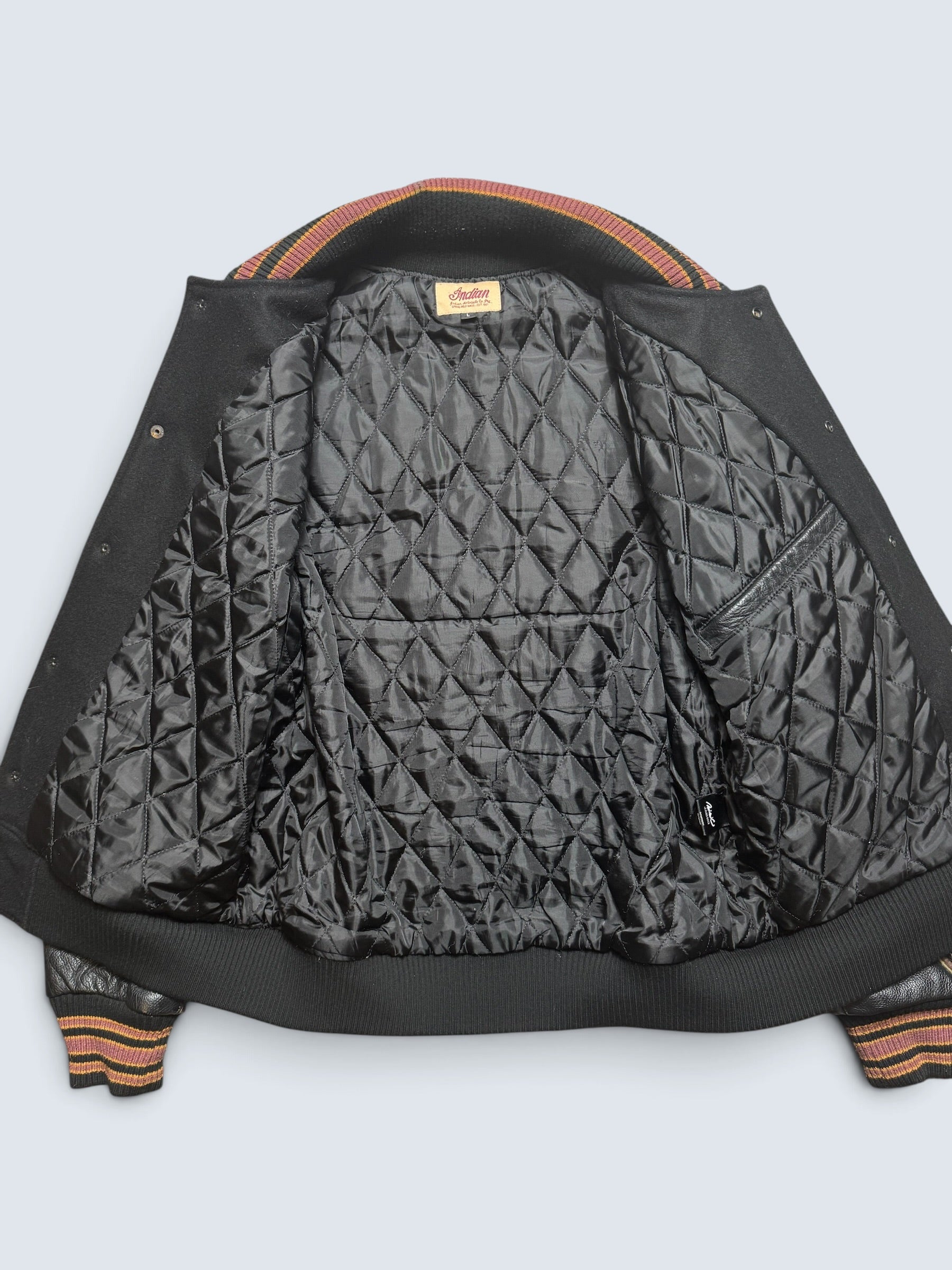 Jacket teddy varsity cuir Indian Motorcycle Japan edition black 00's - M