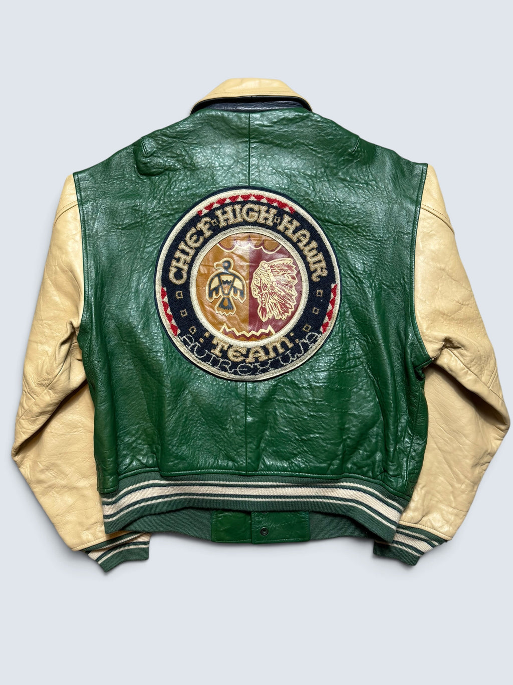 Jacket varsity baseball sport Avirex ltd hawk team made in usa green vintage 90’s - L/XL