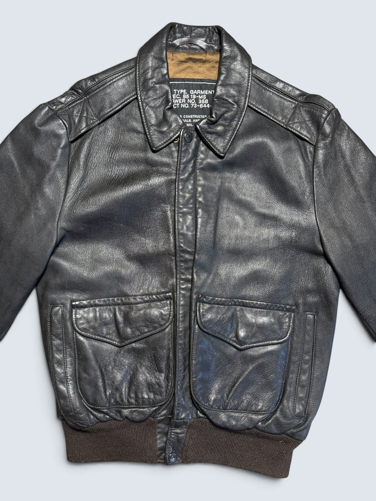 Jacket cuir cowhide flight A-2 Schott made in USA usaf black & brown 80’s - 40 (M)
