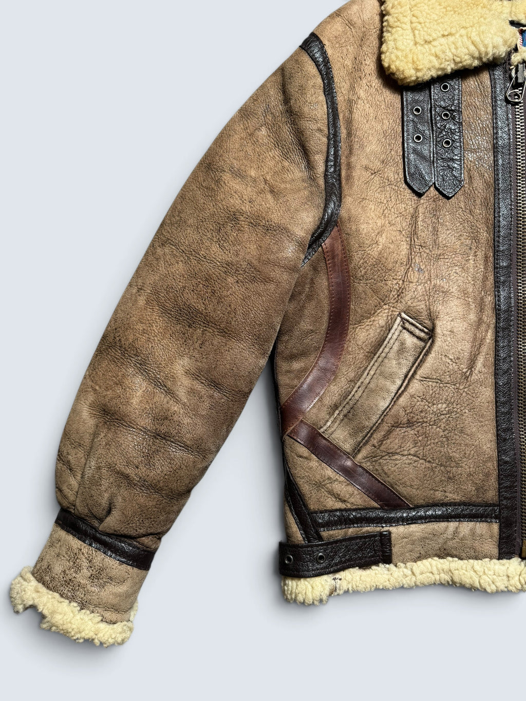 Jacket cuir flight shearling B-3 Schott made in USA usaf brown vintage 80’s - 38 (M)