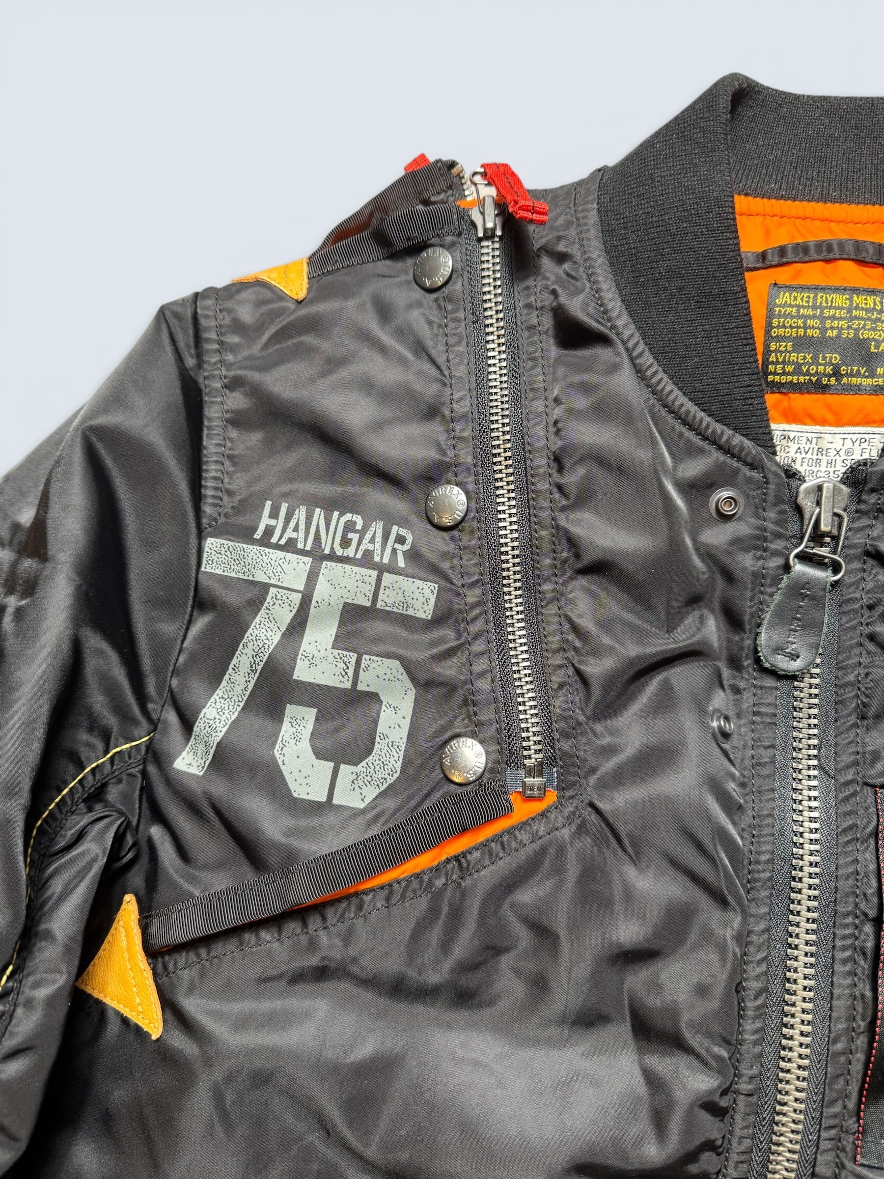 Jacket fly usaf intermediate ma-1 technical zip Hangar 75 Avirex ltd black vintage 00's - M/L