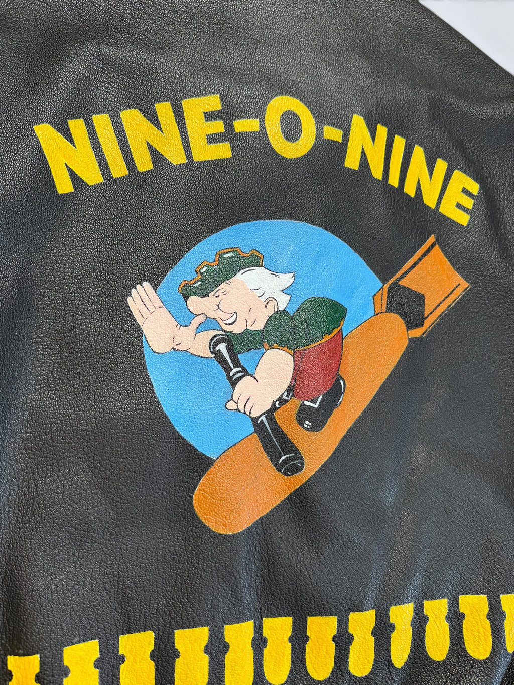 Jacket cuir goatskin flight A-2 Cooper usa usaf Nine-o-Nine nose art patch black 80’s - 40 (M)