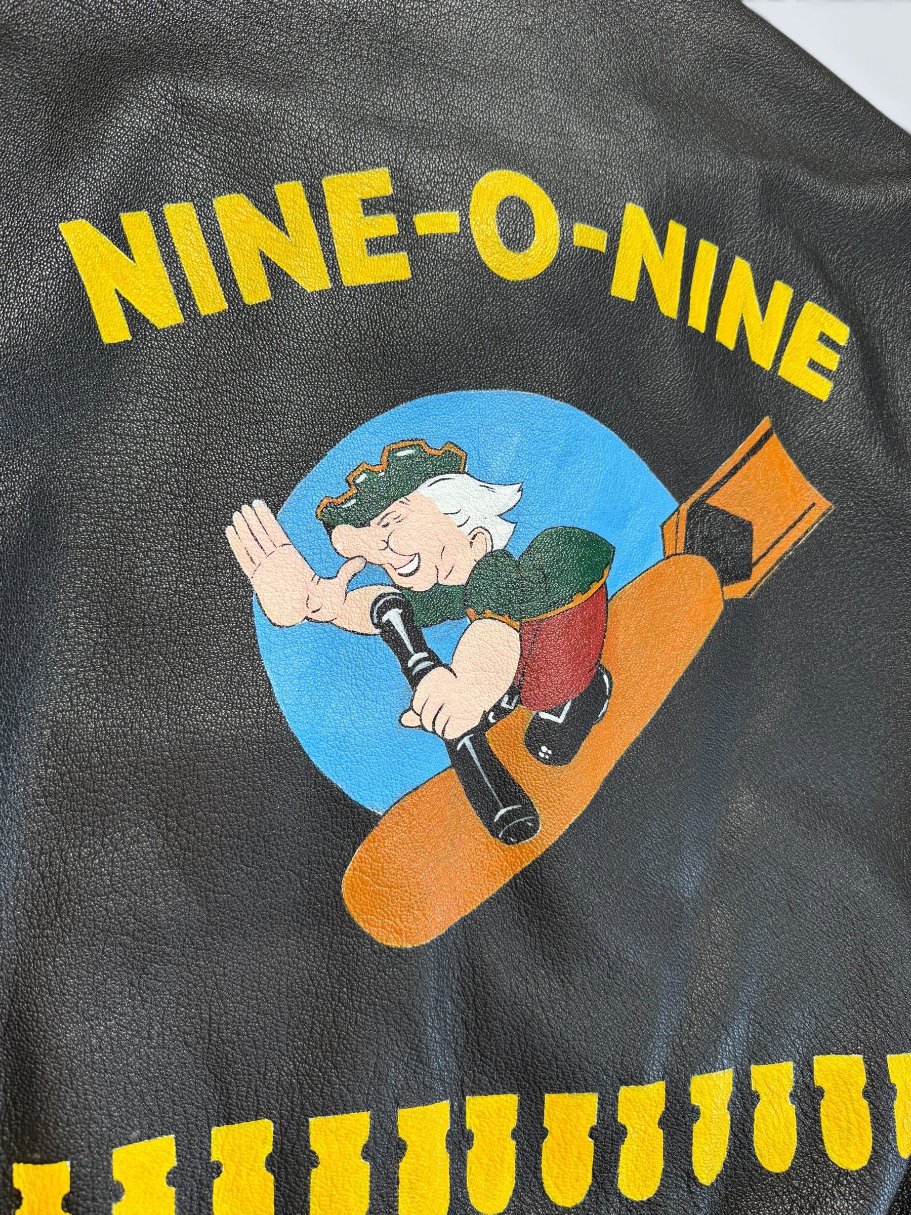 Jacket cuir goatskin flight A-2 Cooper usa usaf Nine-o-Nine nose art patch black 80’s - 40 (M)