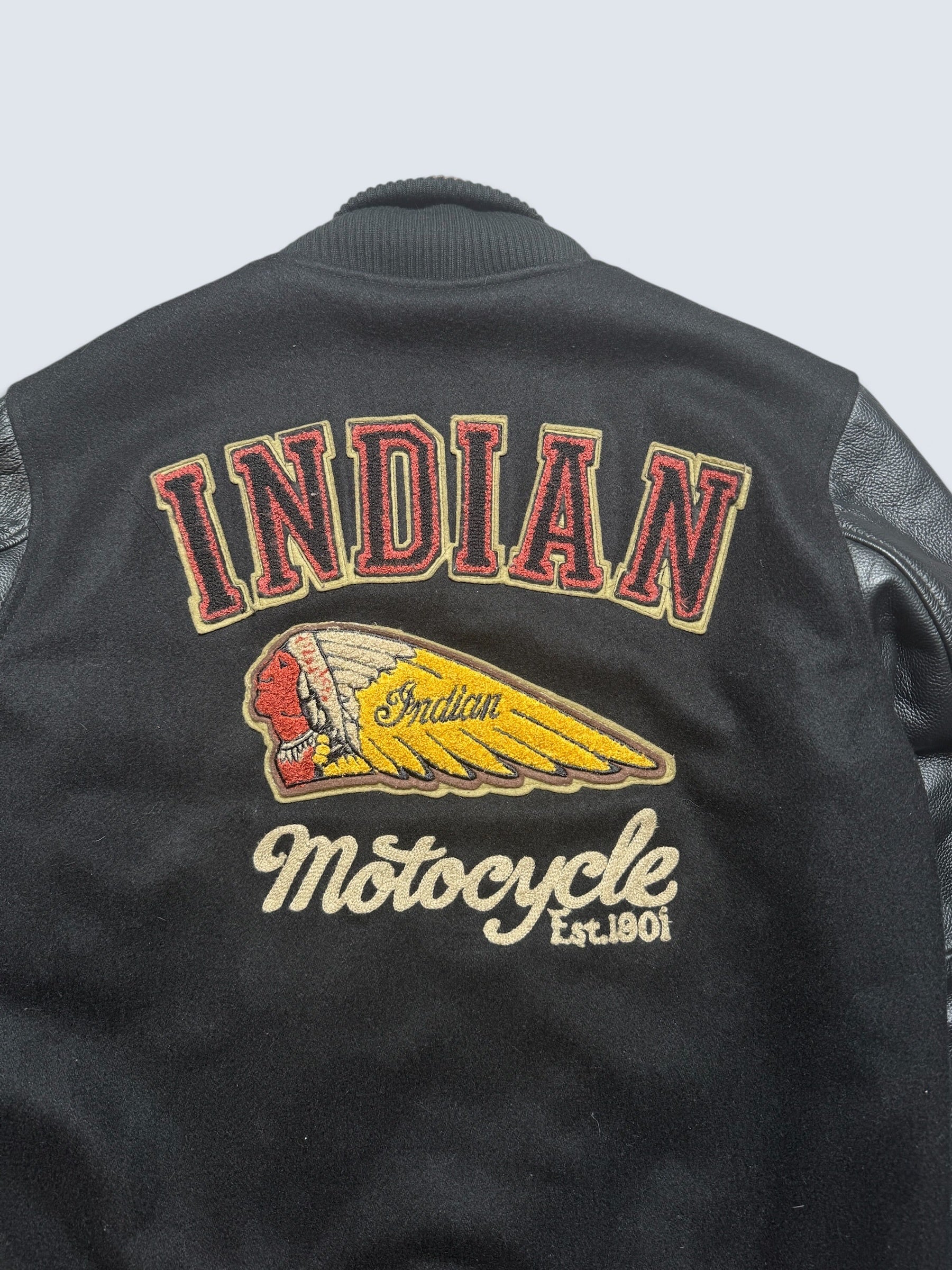 Jacket teddy varsity cuir Indian Motorcycle Japan edition black 00's - M