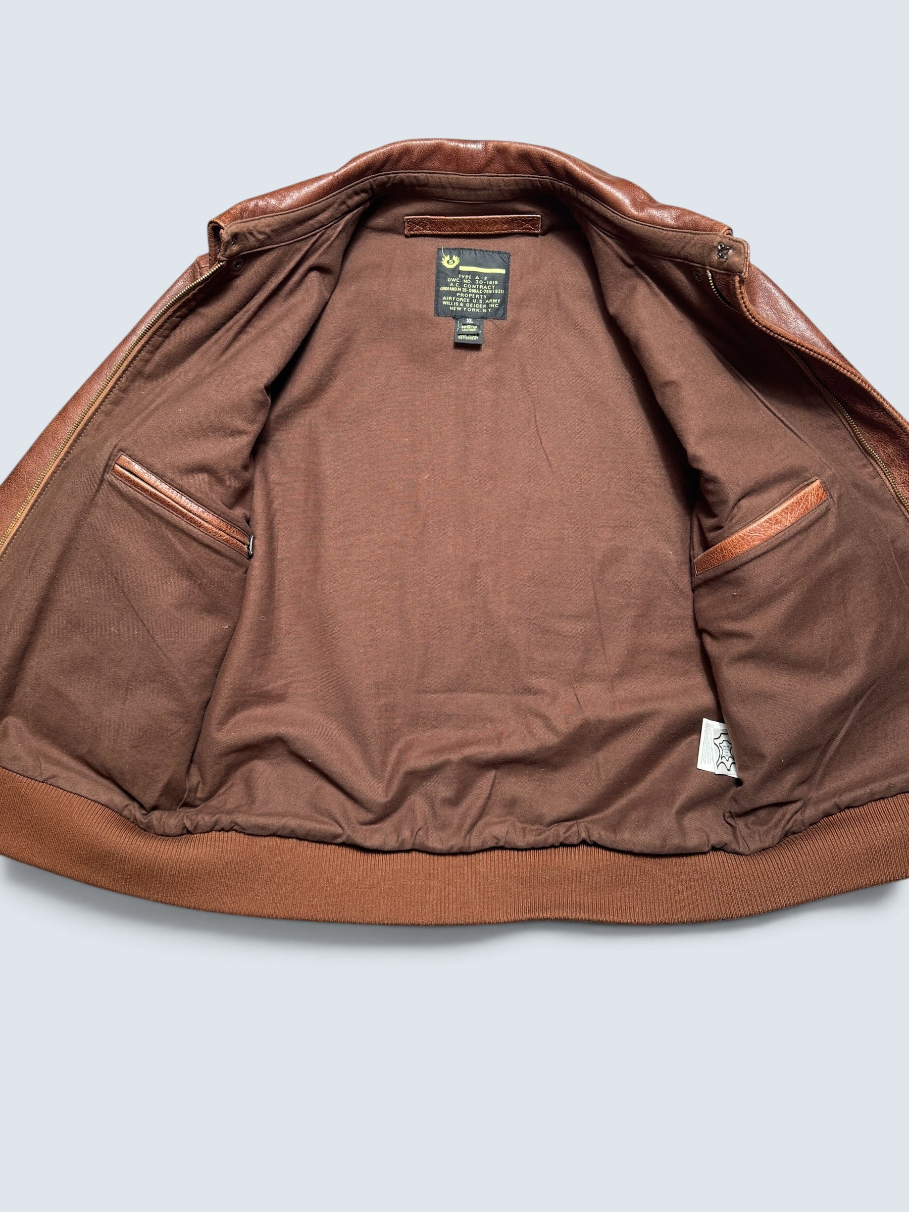 Jacket cuir cowhide bomber flight A-2 Willis & Geiger usaf brown 00's - L/XL