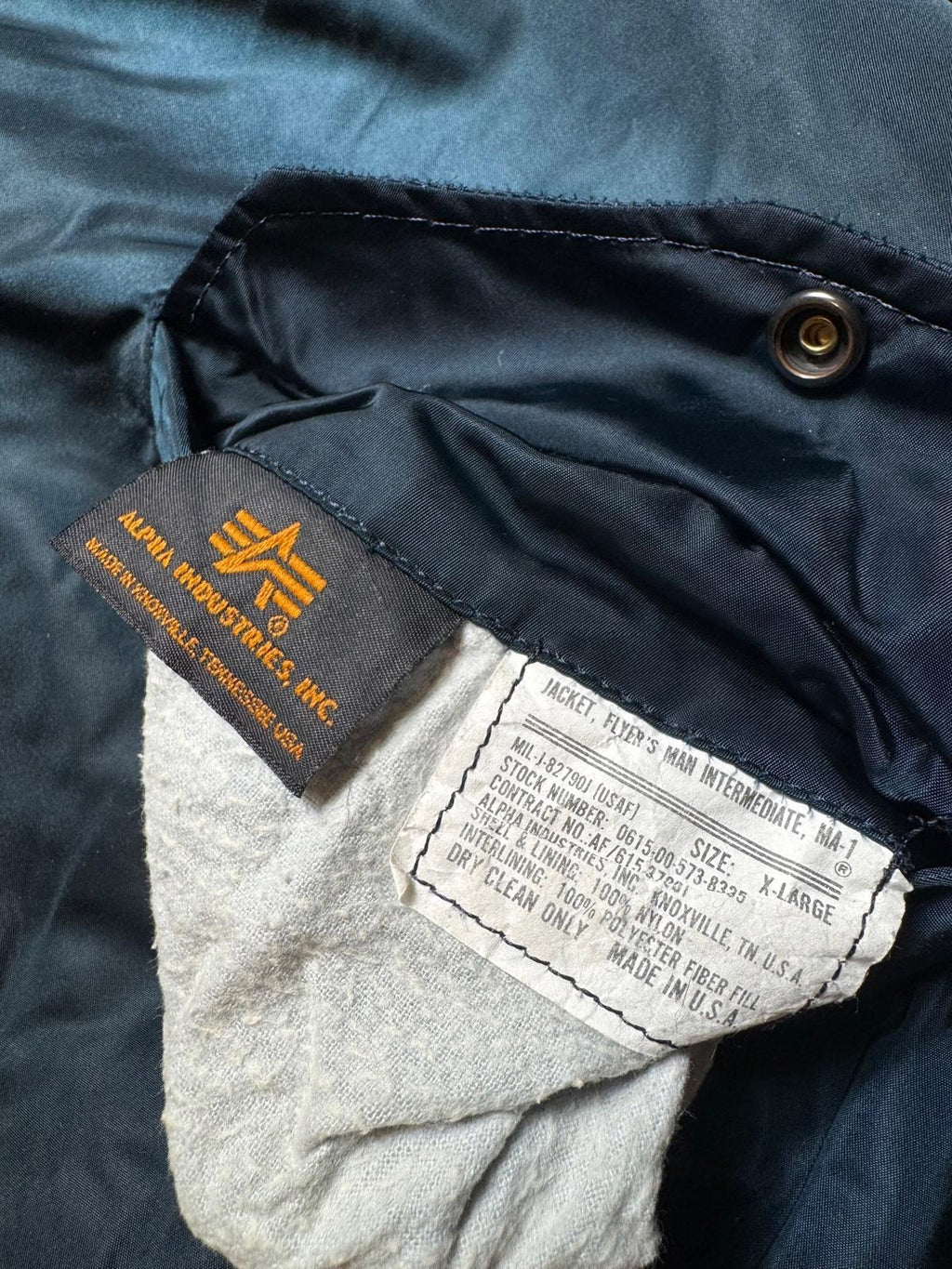 Jacket nylon bomber Ma-1 Alpha Industries made in USA navy original 1990’s - XL