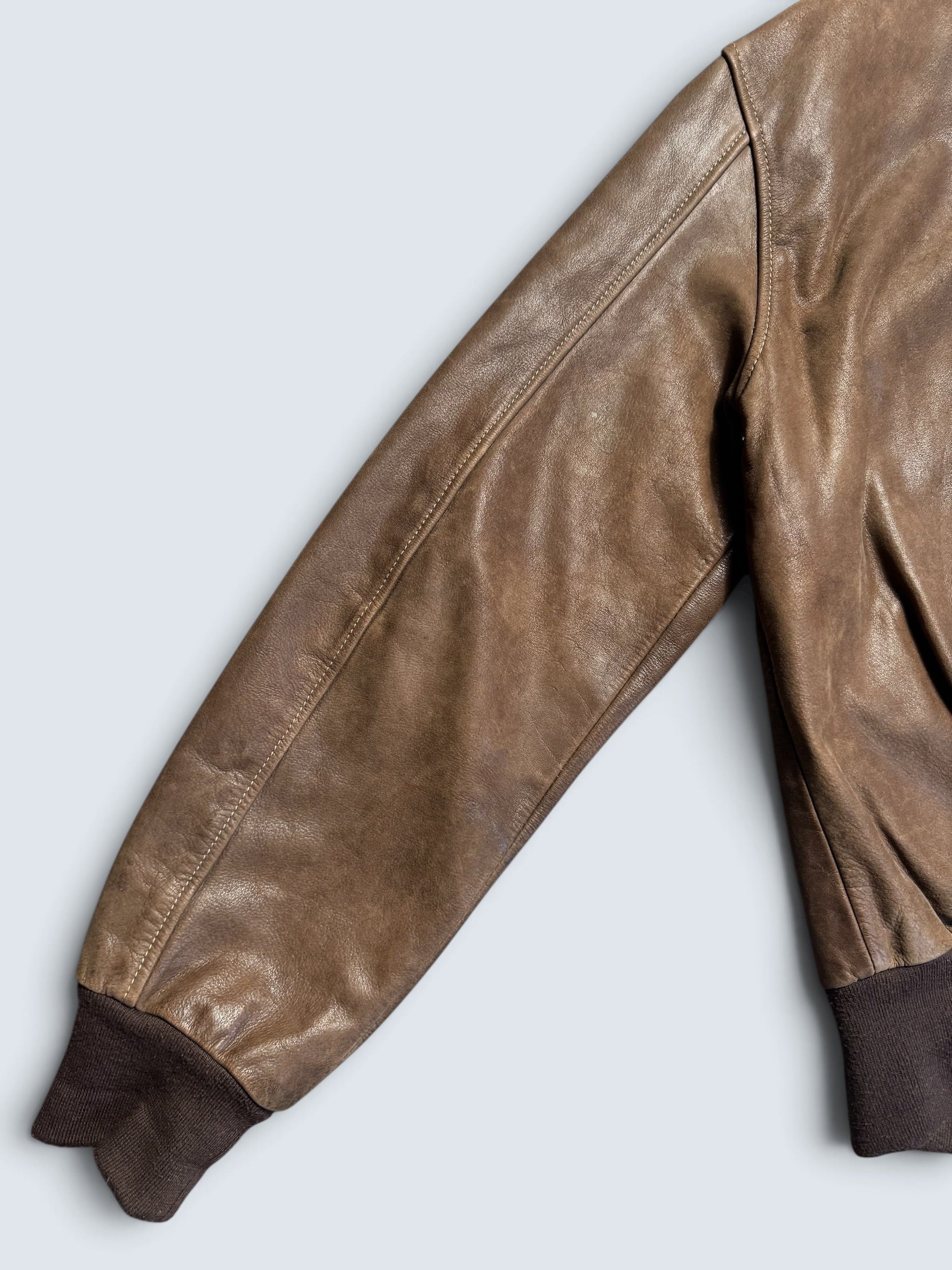 Jacket cuir cowhide flight A-2 Willis & Geiger usa usaf patch brown 90’s - 36 (S/M)