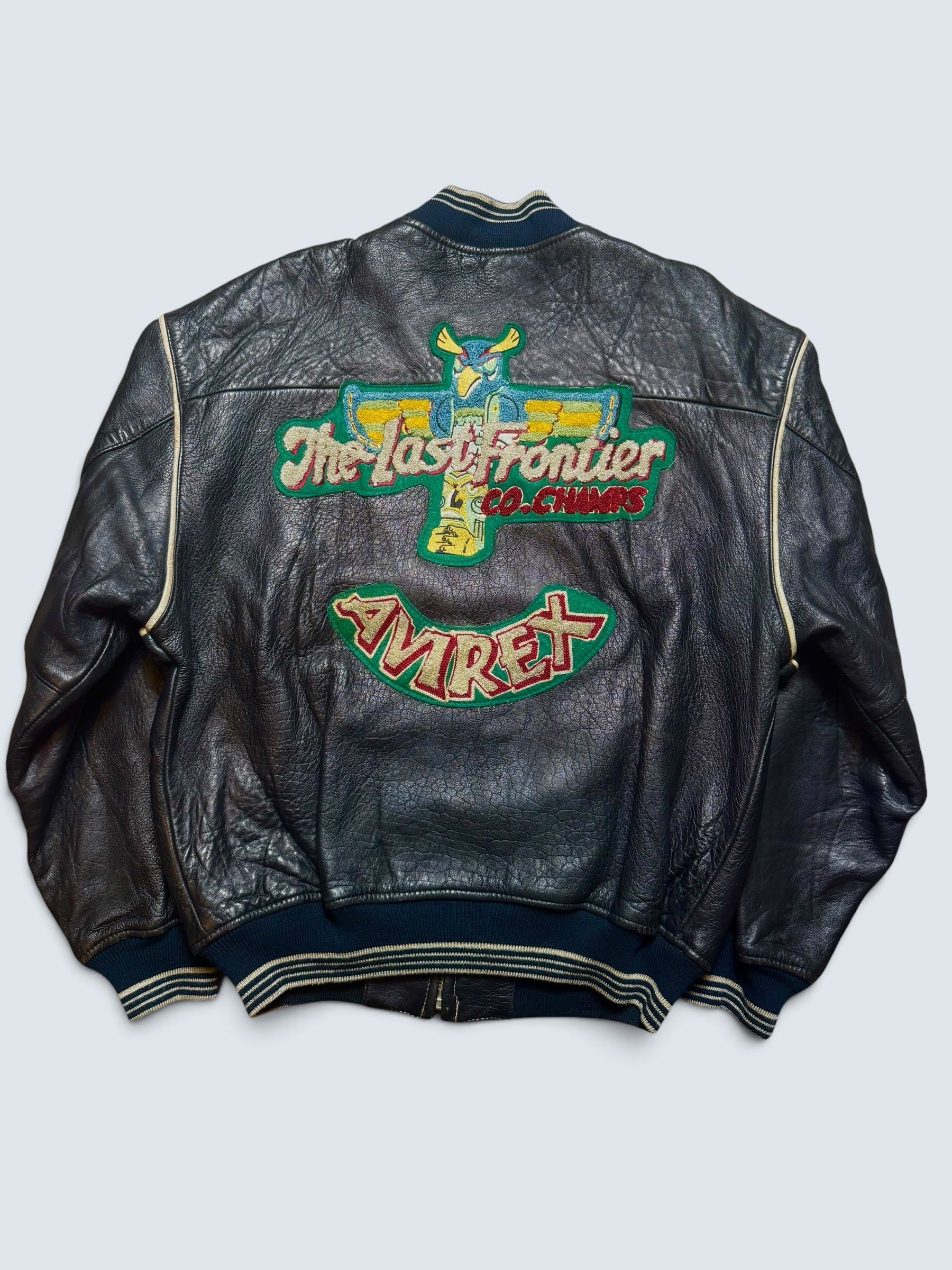 Jacket cuir varsity sport Avirex the last frontier co champs MSL black 80’s - M/L