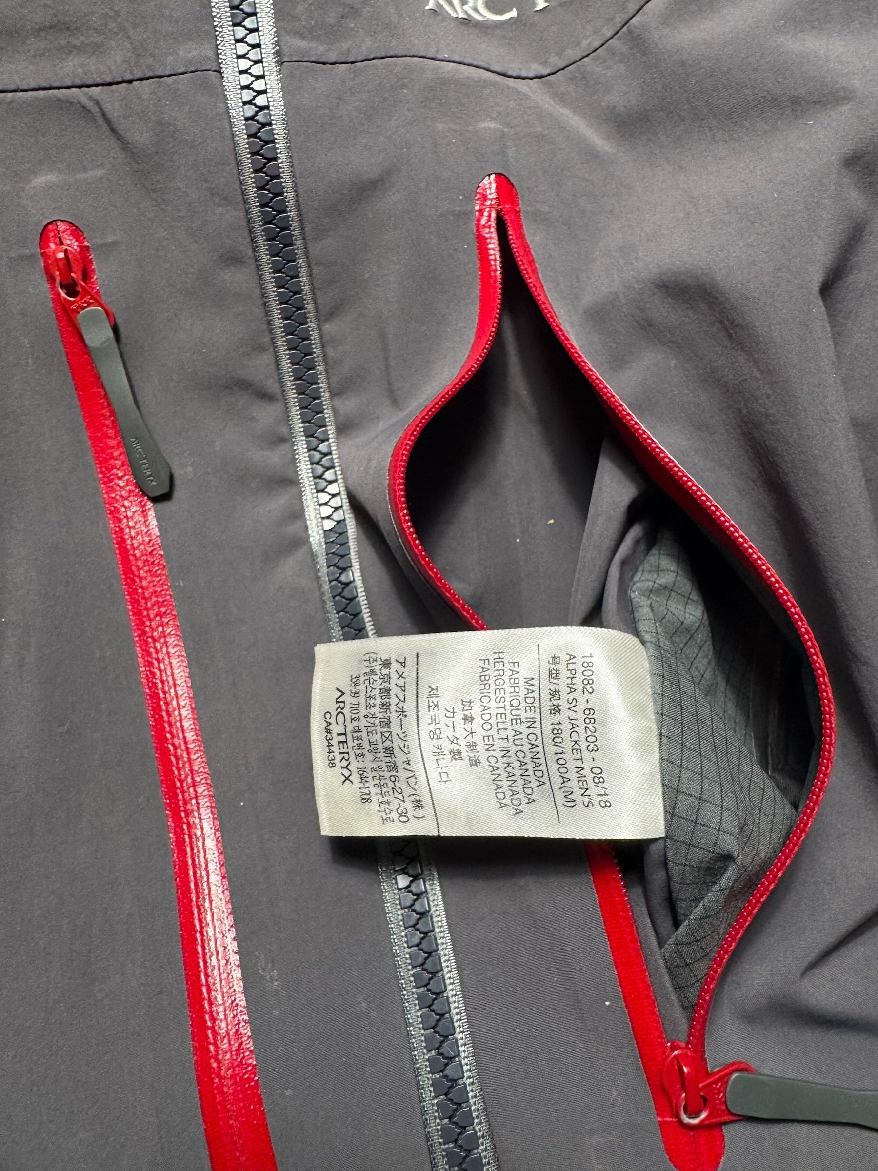 Jacket imperméable Goretex Arc'teryx Alpha SV grey & red vintage - M