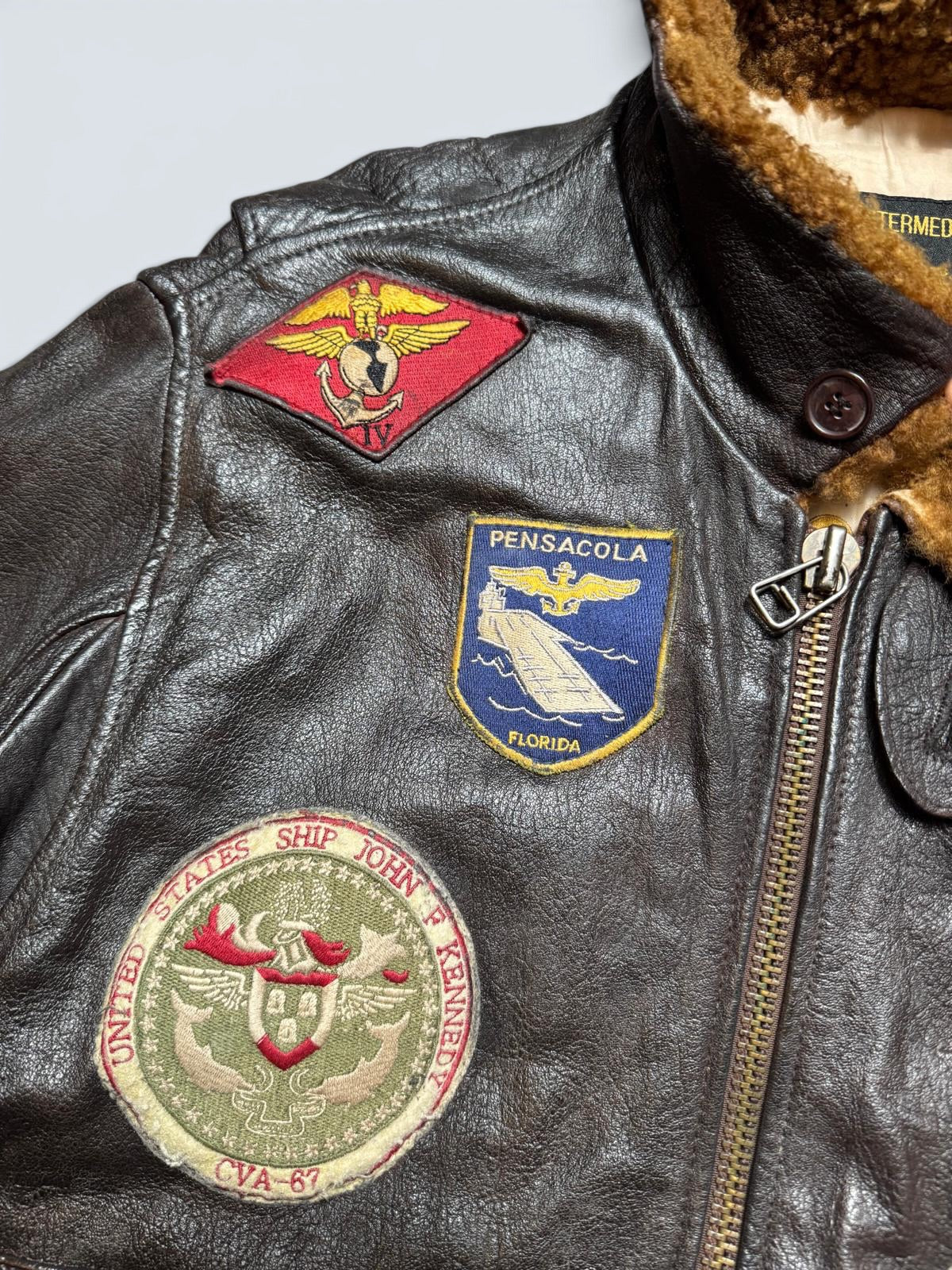 Jacket cuir cowhide flight G-1 Schott NYC Wings Of Gold Top Gun usn full patch black - M