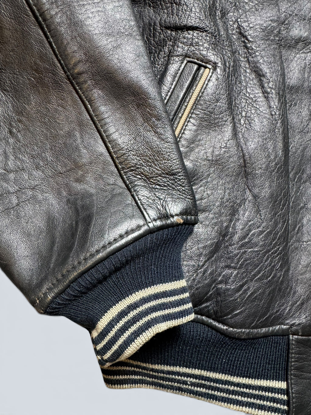 Jacket cuir varsity sport Avirex the last frontier co champs MSL black 80’s - M/L
