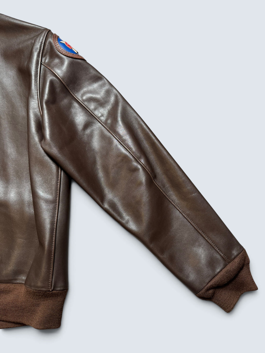 Jacket cuir Horsehide flight A-2 Star Sportswear MFG. co Flying Tigers usaf nose art full patch brown - 42 (L)