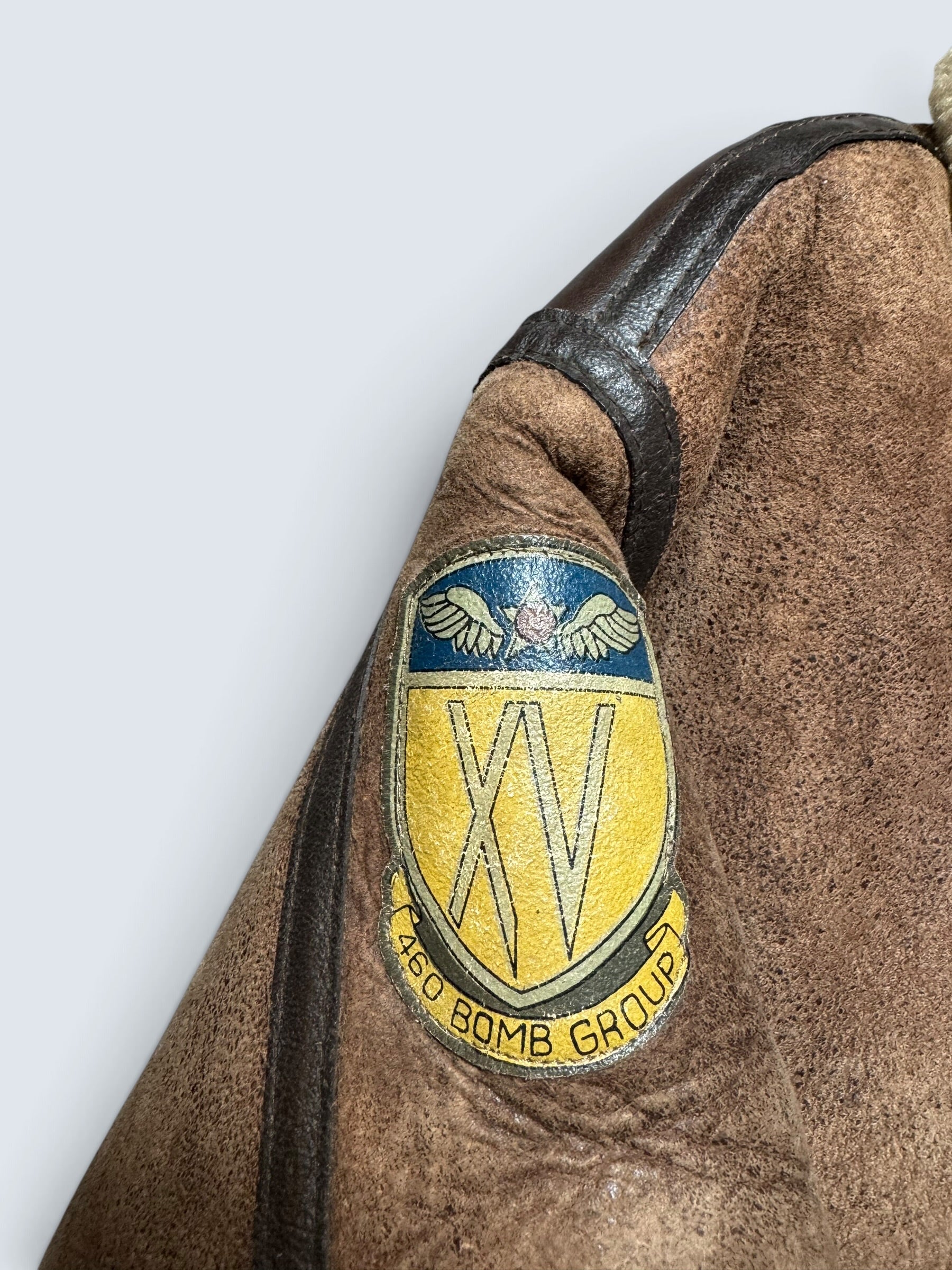 Jacket cuir flight shearling B-3 Dog Fight usaf 430th patch brown vintage 90’s - L/XL