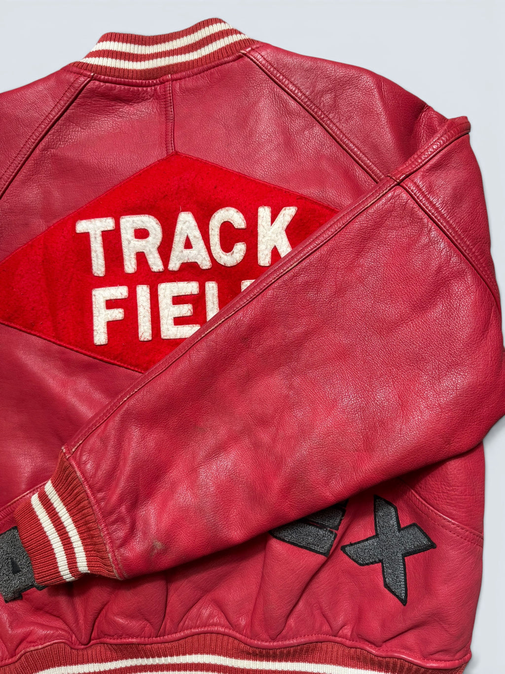 Jacket cuir varsity baseball Avirex ltd made in USA track field red vintage 80/90’s - M