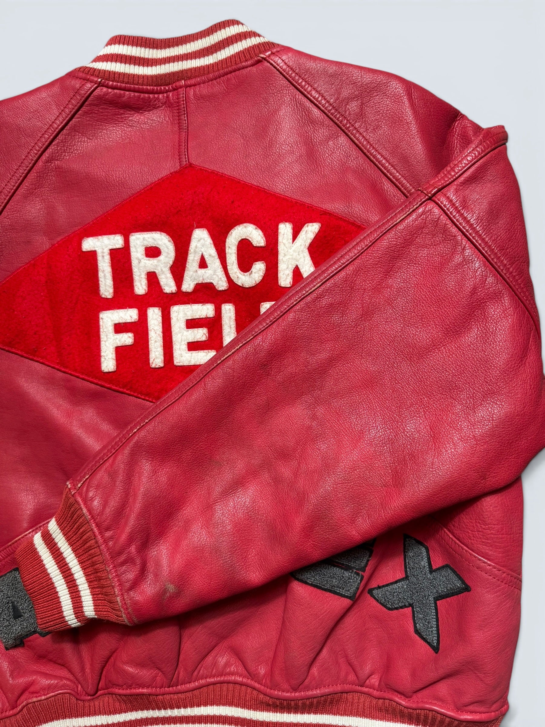 Jacket cuir varsity baseball Avirex ltd made in USA track field red vintage 80/90’s - M