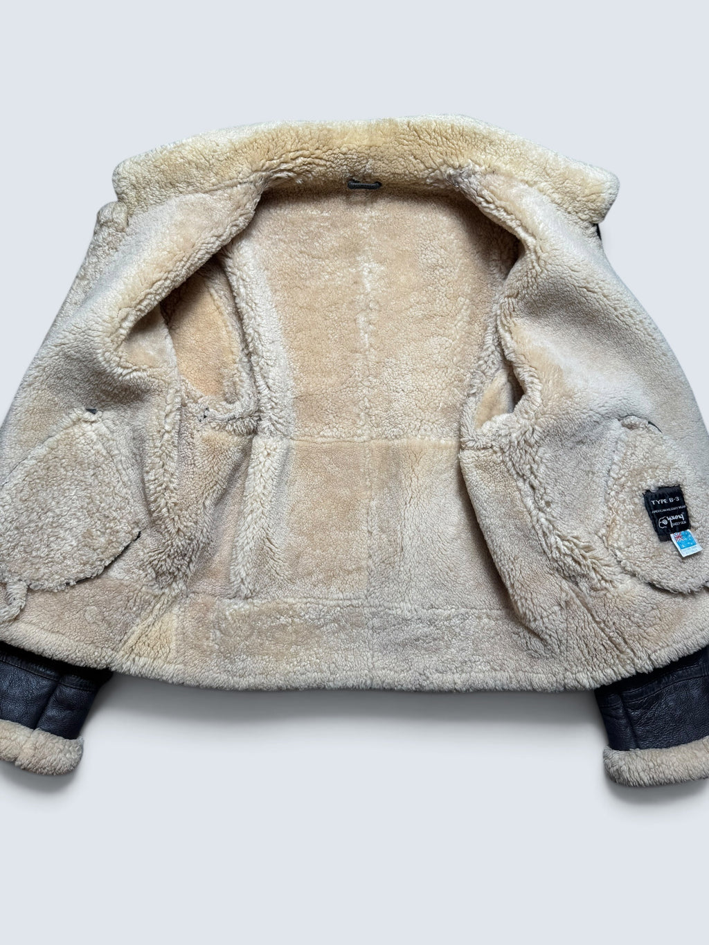 Jacket cuir bomber flight shearling aviator B-3 made in Australia usaf black vintage 90’s - L
