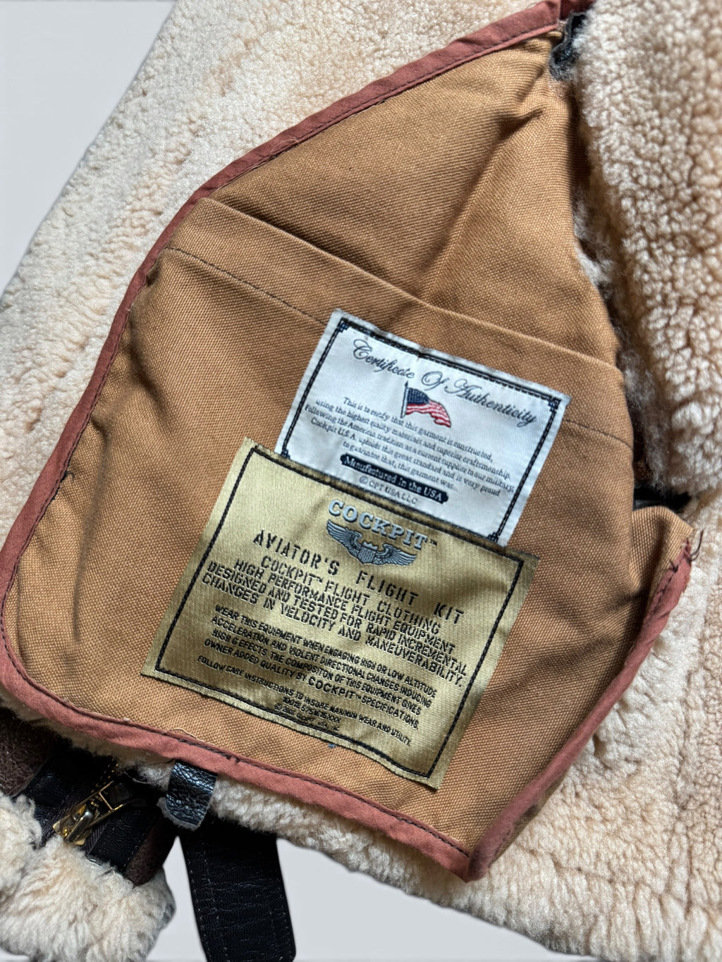 Jacket cuir flight shearling Irvin Cockpit made in USA RAF brown vintage 00’s - 40 (M/L)