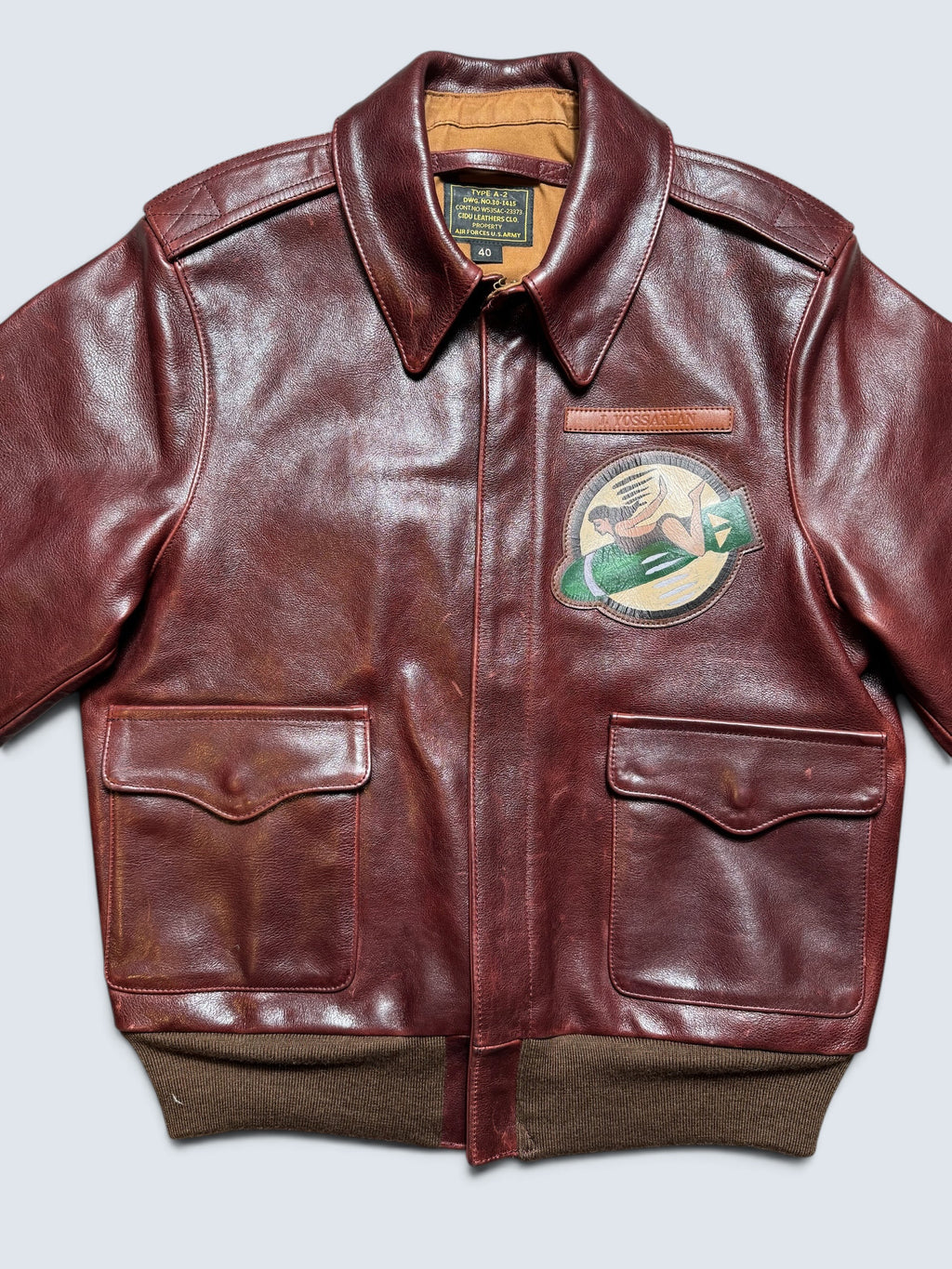 Jacket cuir cowhide bomber flight A-2 Cidu Leathers Clo. patch Catch-22 usaf brown - 40 (S/M)
