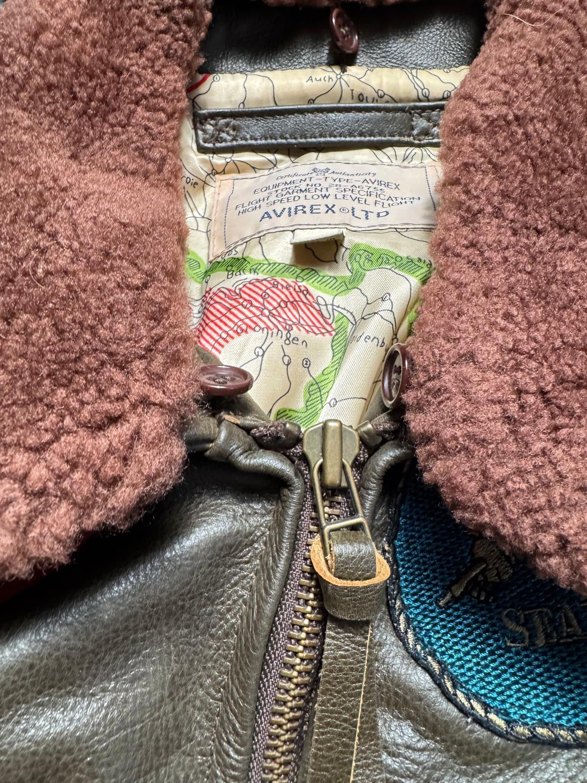 Jacket cuir cowhide flight G-1 Avirex LTD Japan exclusive Top Gun usn full patch brown 00’s - L