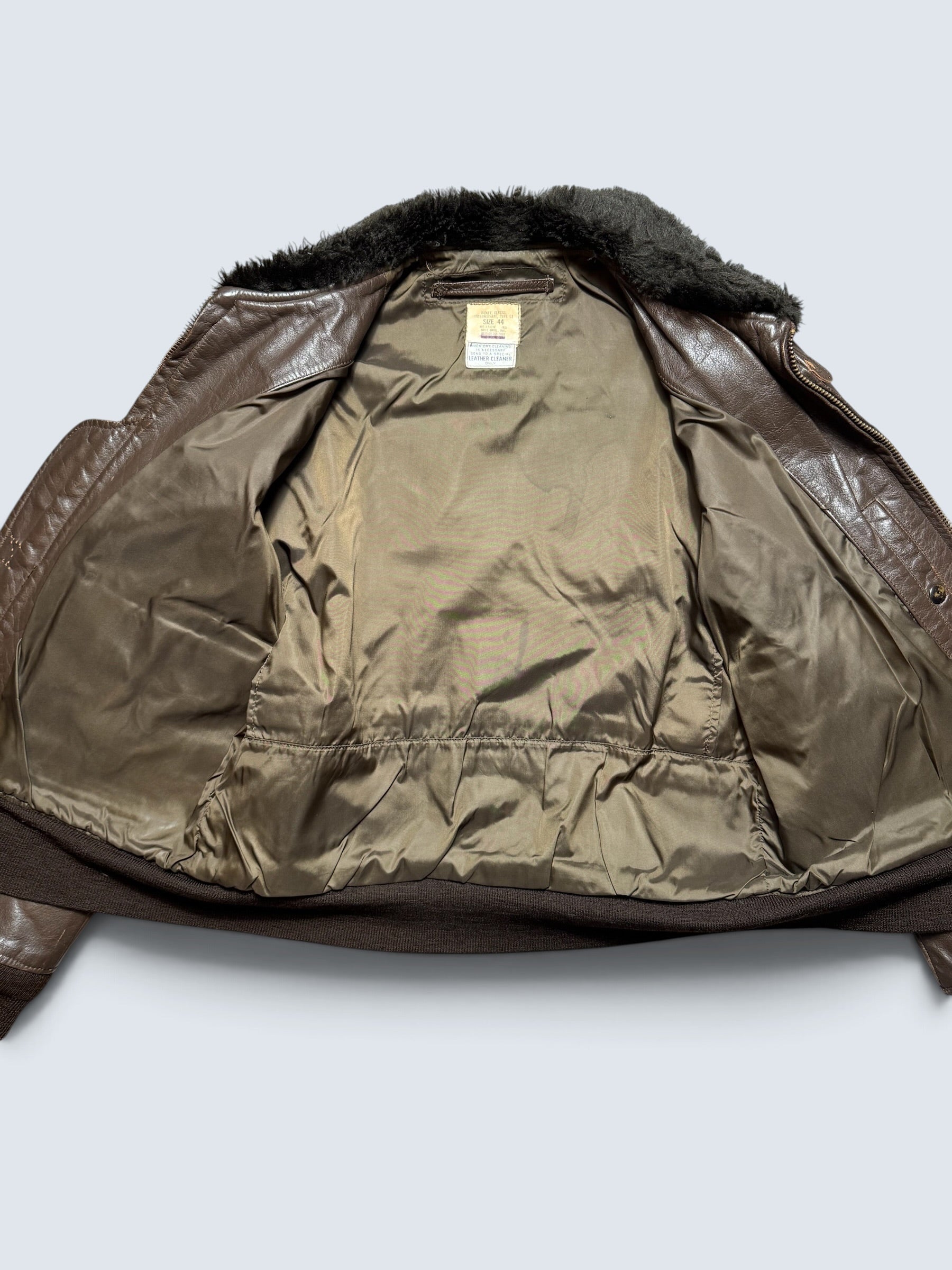 Jacket cuir goatskin flight G-1 original US Navy Brill Bros 1975 Vietnam Era - 44 (XL)