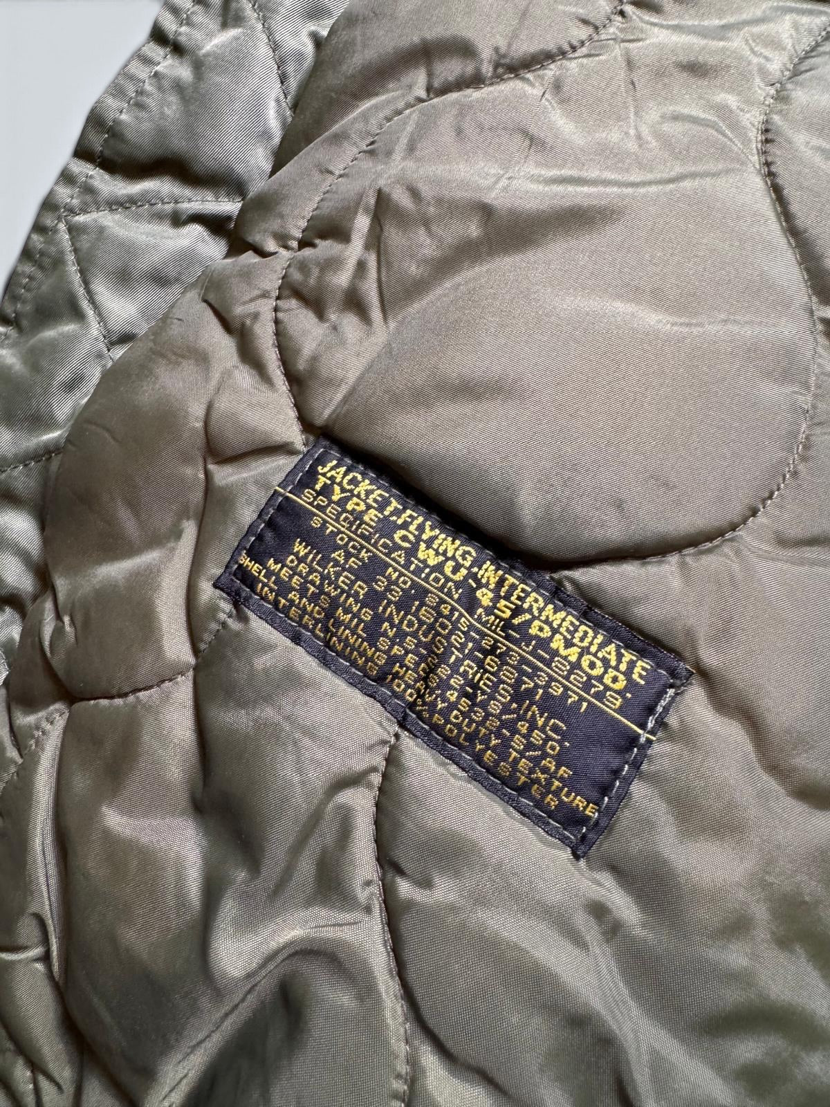 Jacket bomber flight CWU-45P Wilker Industries full patch kaki vintage 00’s - L