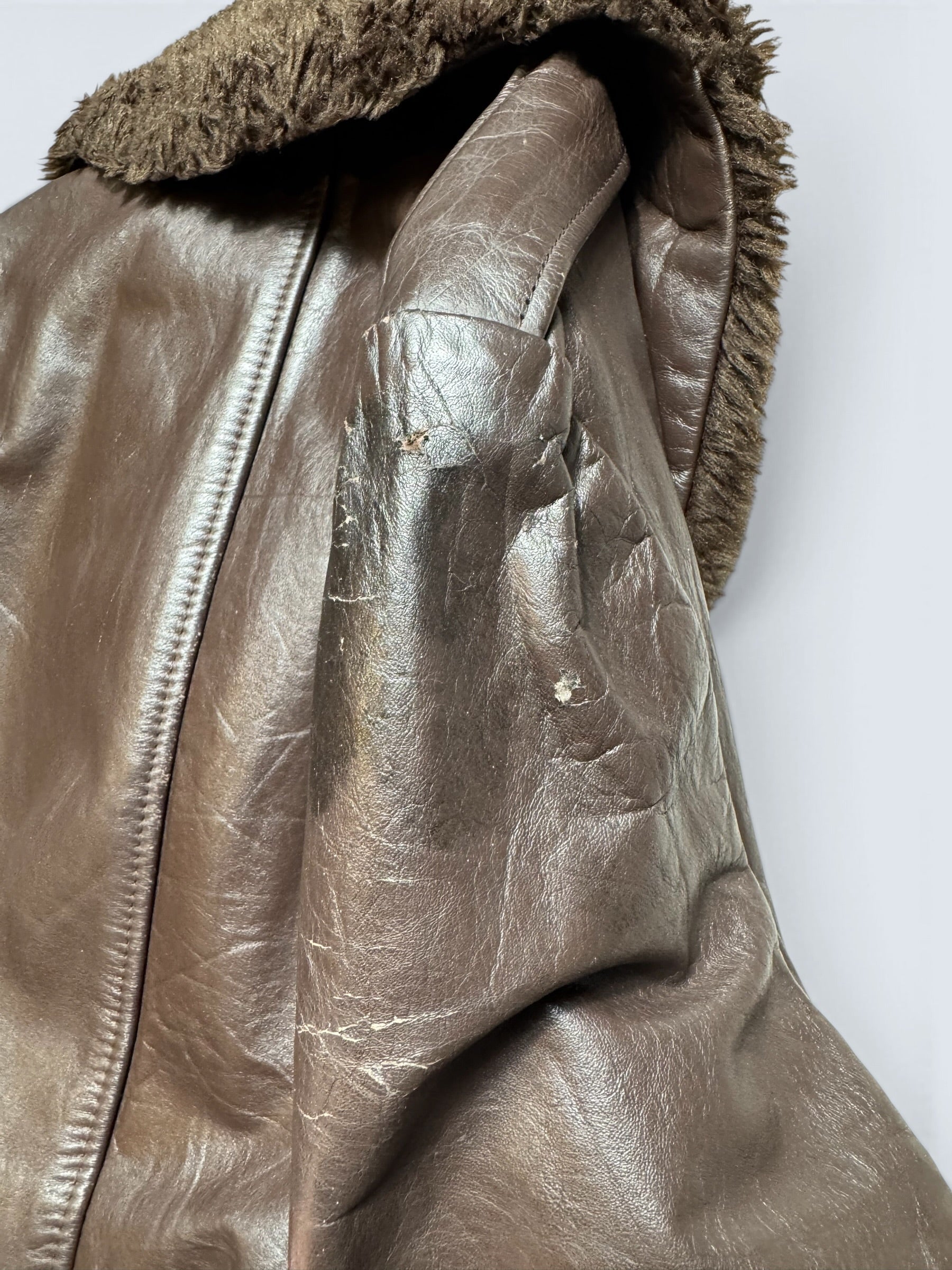 Jacket cuir cowhide flight bomber Wear-Guard made in USA brown 70’s - 42 (L)