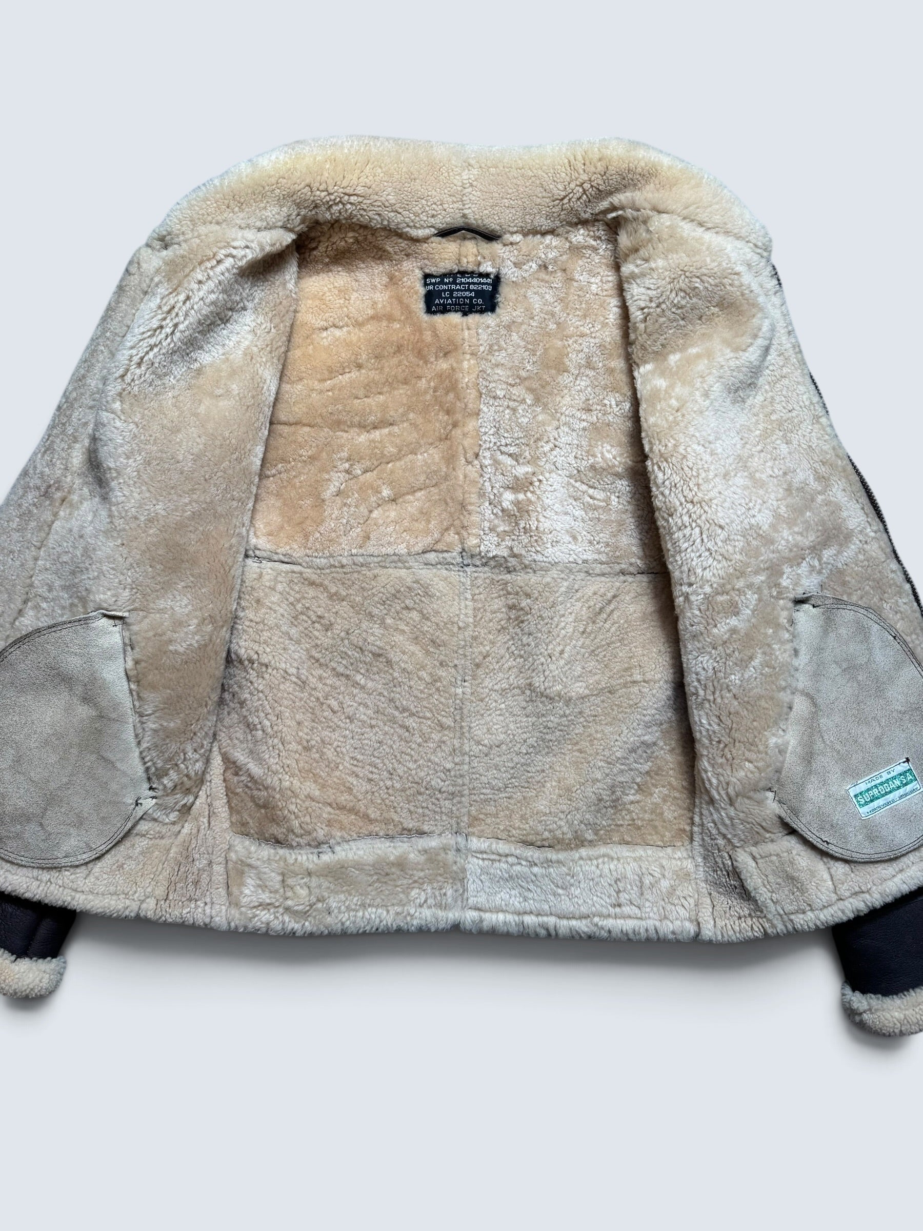 Jacket cuir bomber flight shearling B-3 Aviation Co usaf brown vintage 90’s - M/L
