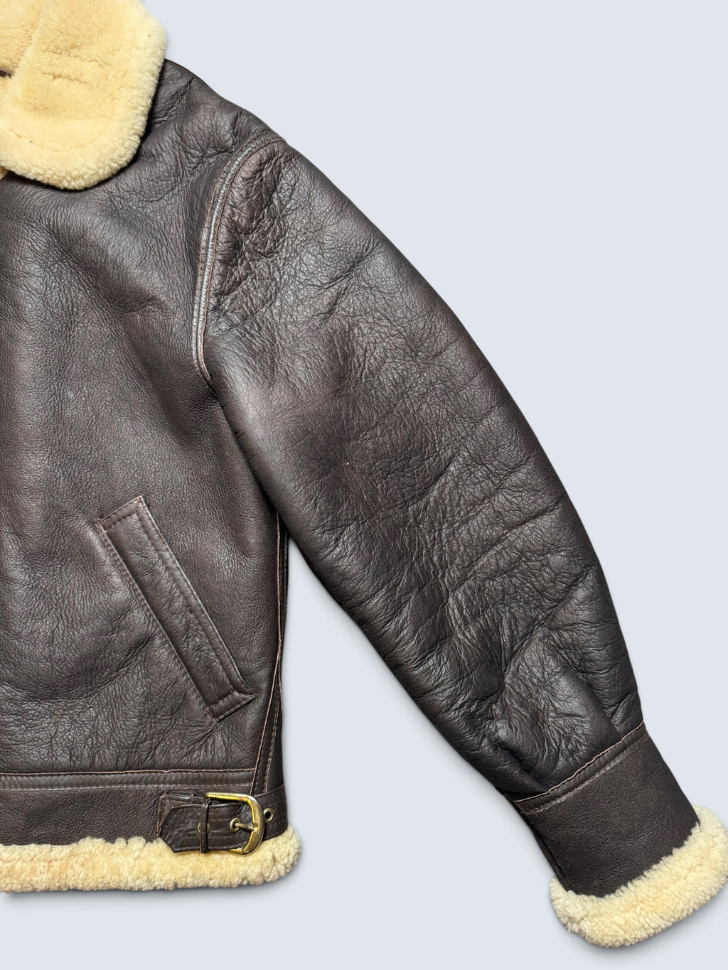 Jacket cuir bomber flight shearling B-3 Aviation Co usaf brown vintage 90’s - M/L