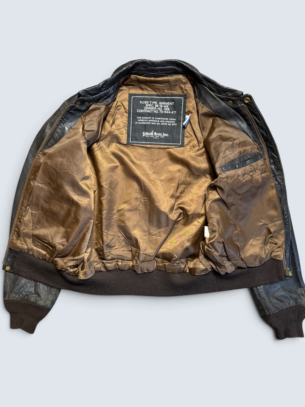 Jacket cuir flight A-2 Schott usa usaf Shoo Shoo Baby nose art patch black 80’s - 42 (M/L)