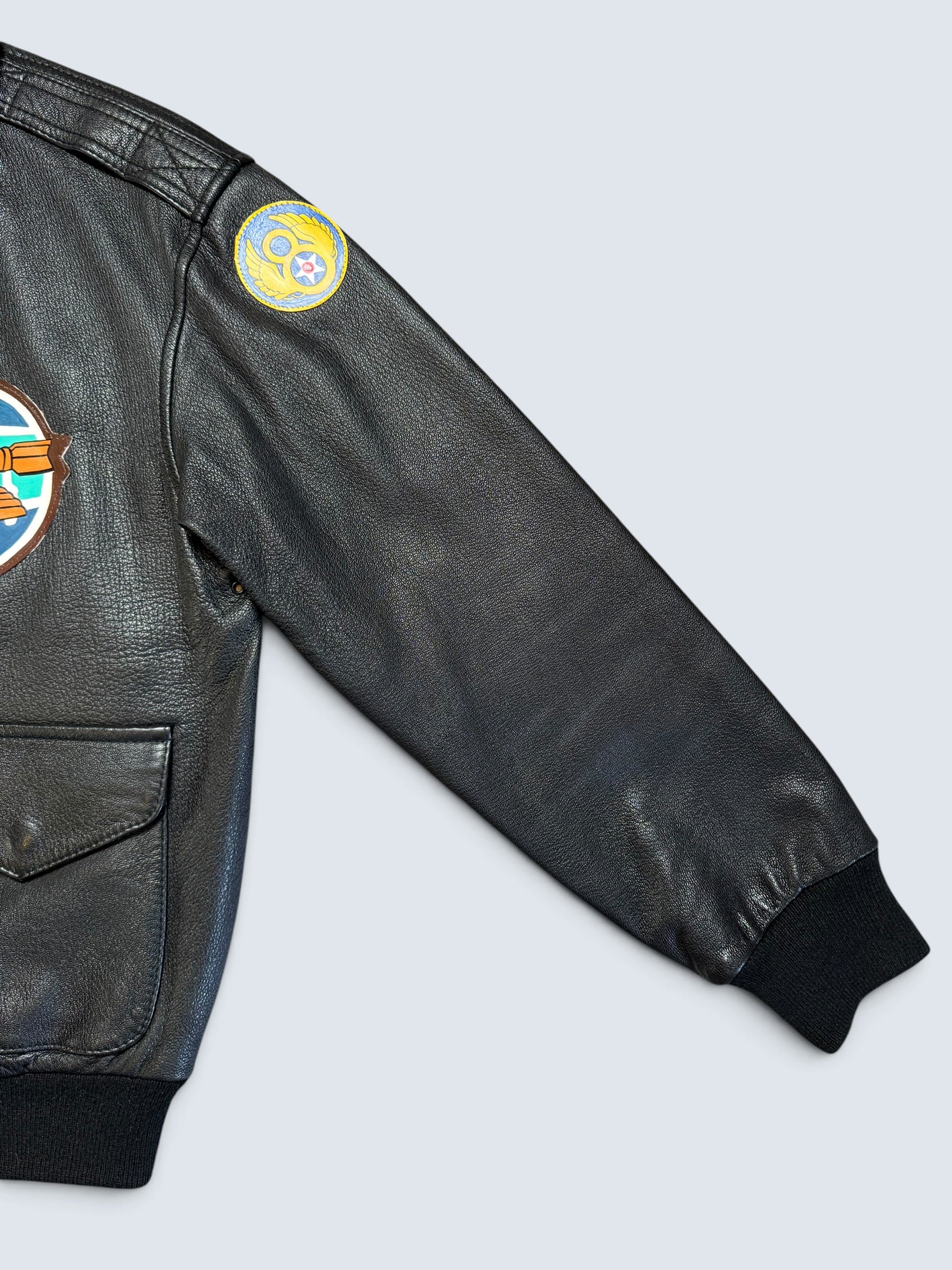 Jacket cuir goatskin flight A-2 Cooper usa usaf Nine-o-Nine nose art patch black 80’s - 40 (M)