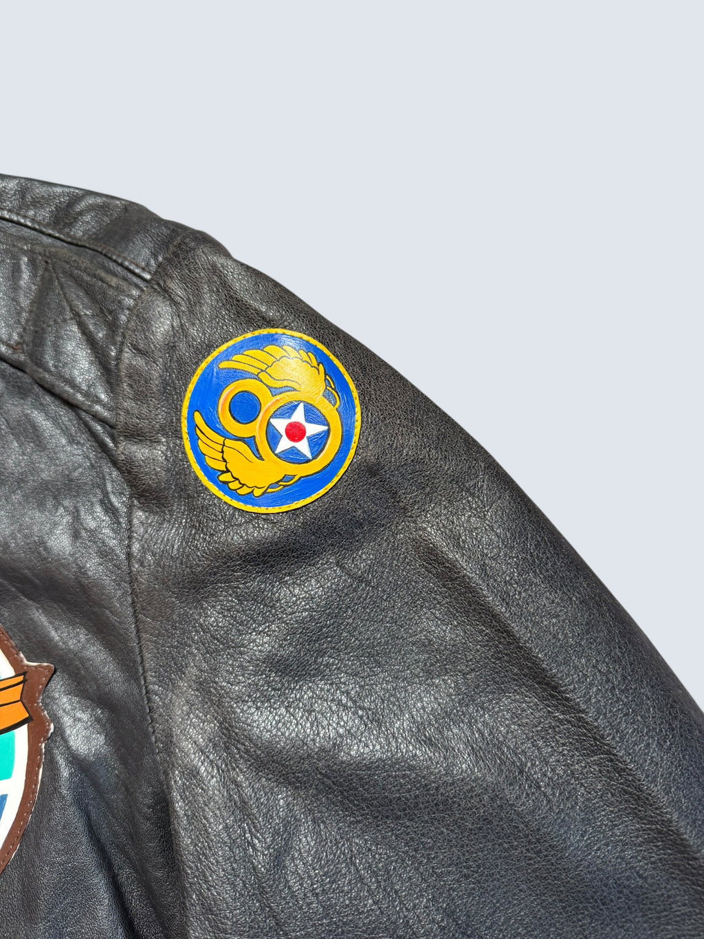 Jacket cuir flight A-2 Schott usa usaf Shoo Shoo Baby nose art patch black 80’s - 42 (M/L)