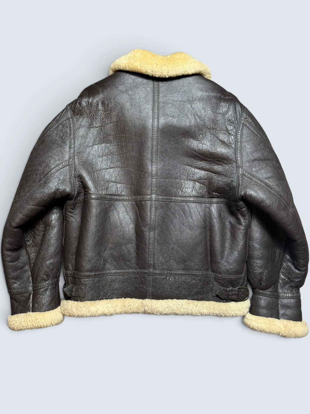 Jacket cuir bomber flight shearling aviator B-3 made in Australia usaf black vintage 90’s - L