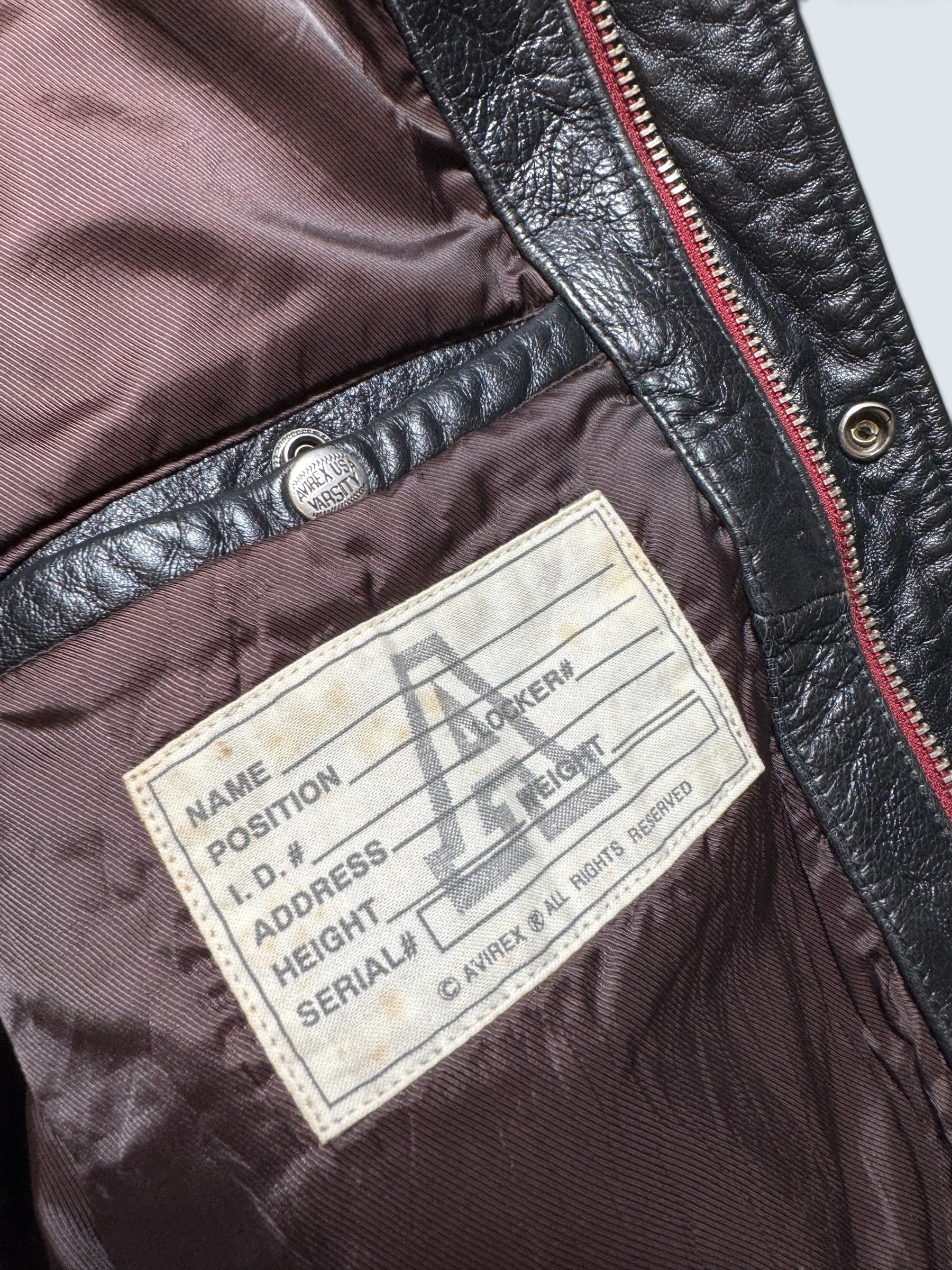 Jacket cuir cowhide varsity sport Avirex superbike team usa burgundy vintage 90's - XL