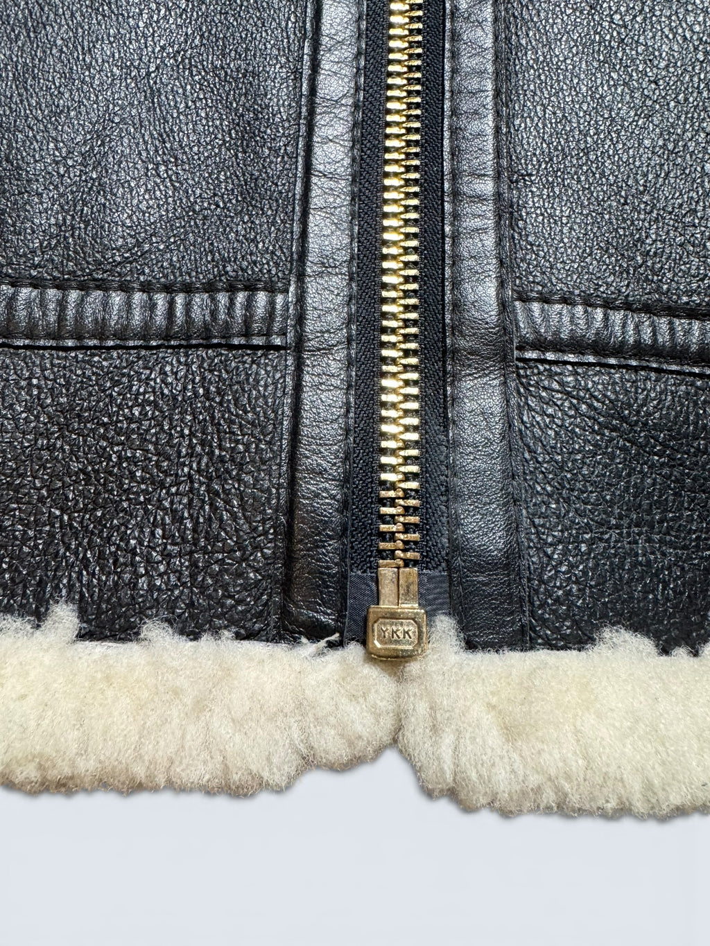 Jacket cuir bomber flight shearling B-3 Wind Armor usaf black vintage 90’s - M
