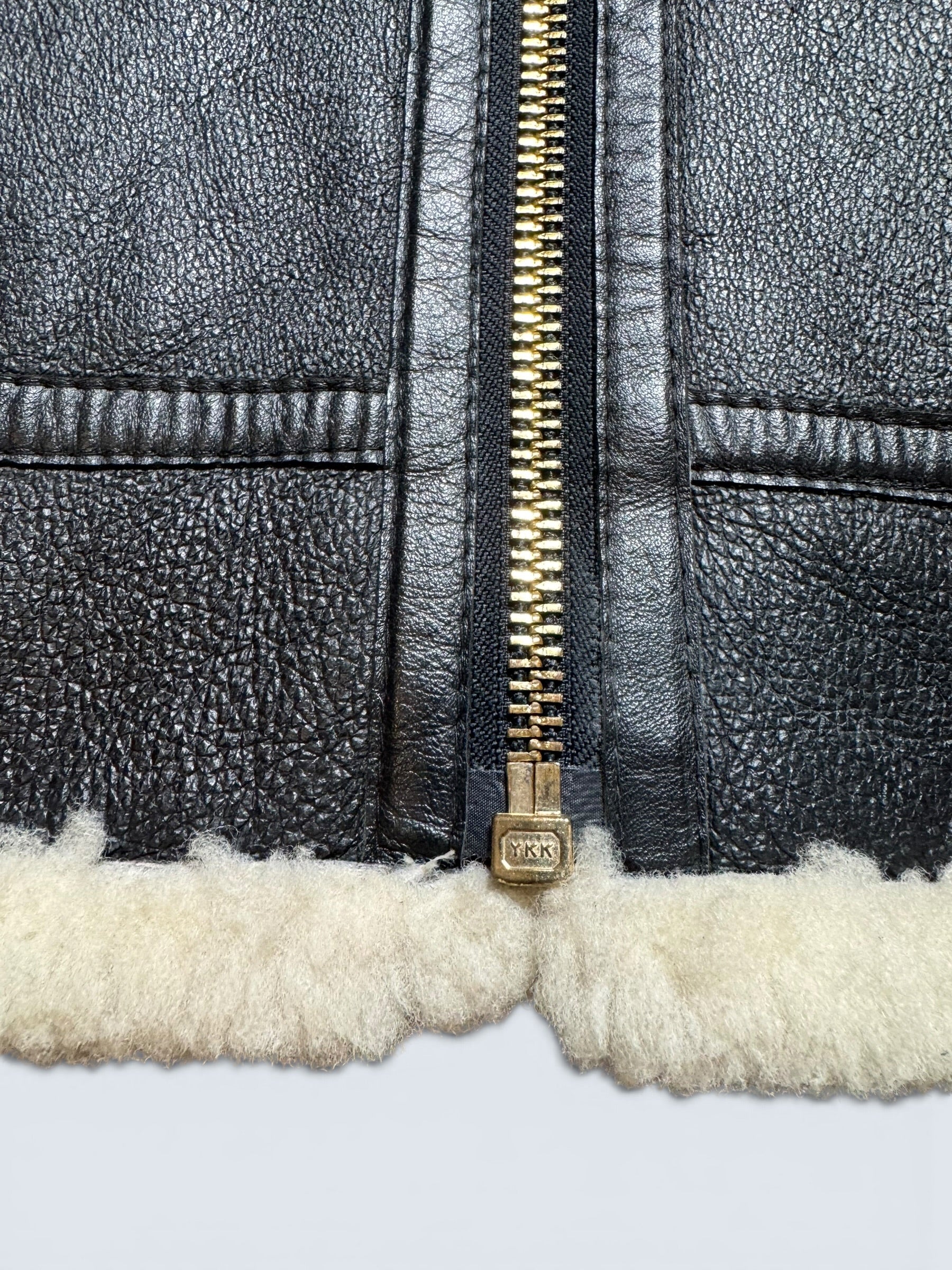 Jacket cuir bomber flight shearling B-3 Wind Armor usaf black vintage 90’s - M