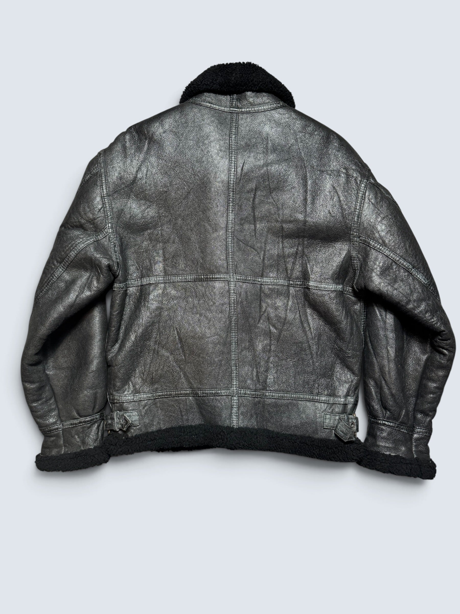 Jacket cuir flight shearling B-3 High Speed Flight Japan usaf black vintage 90’s - L