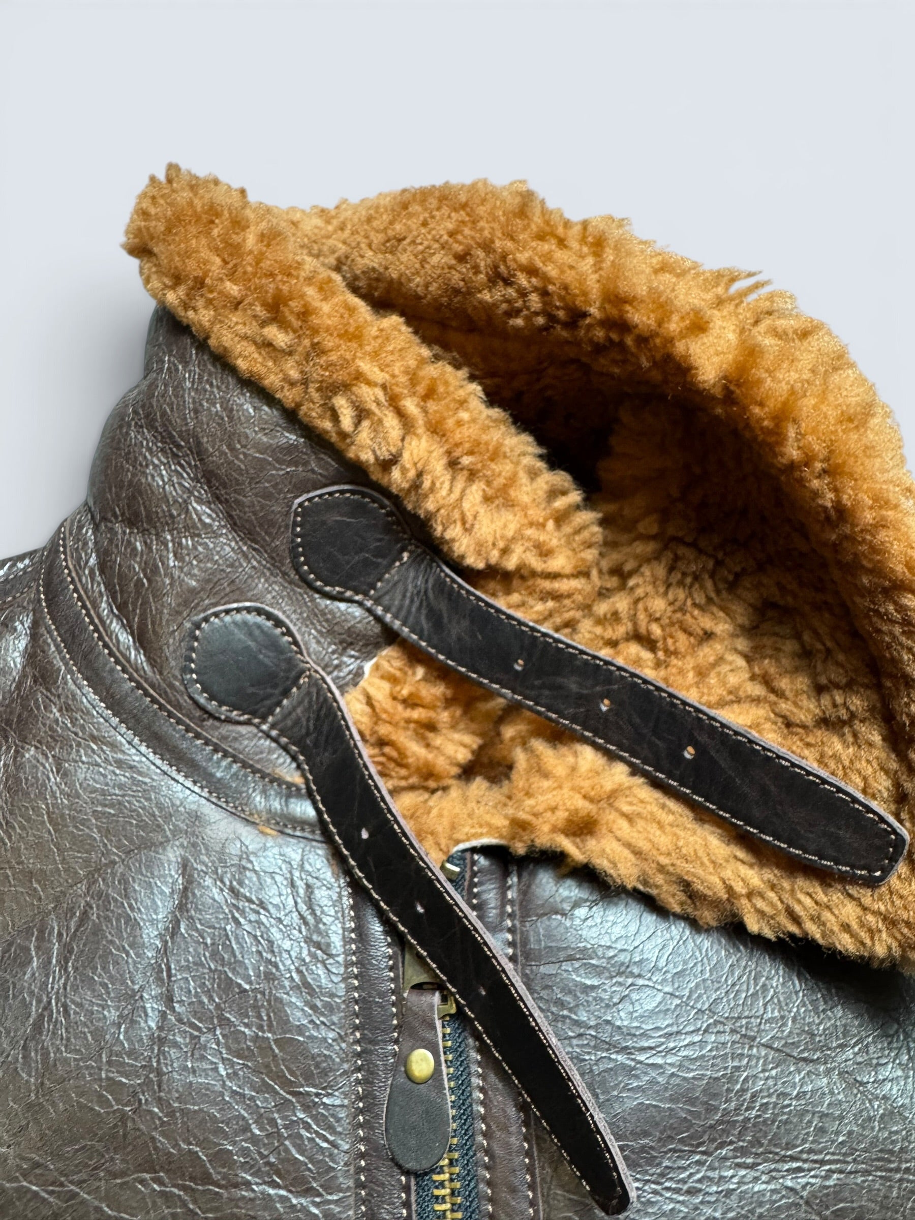 Jacket cuir flight shearling B-3 Horsehide Curphey usaf brown 00’s - 42 (XL)