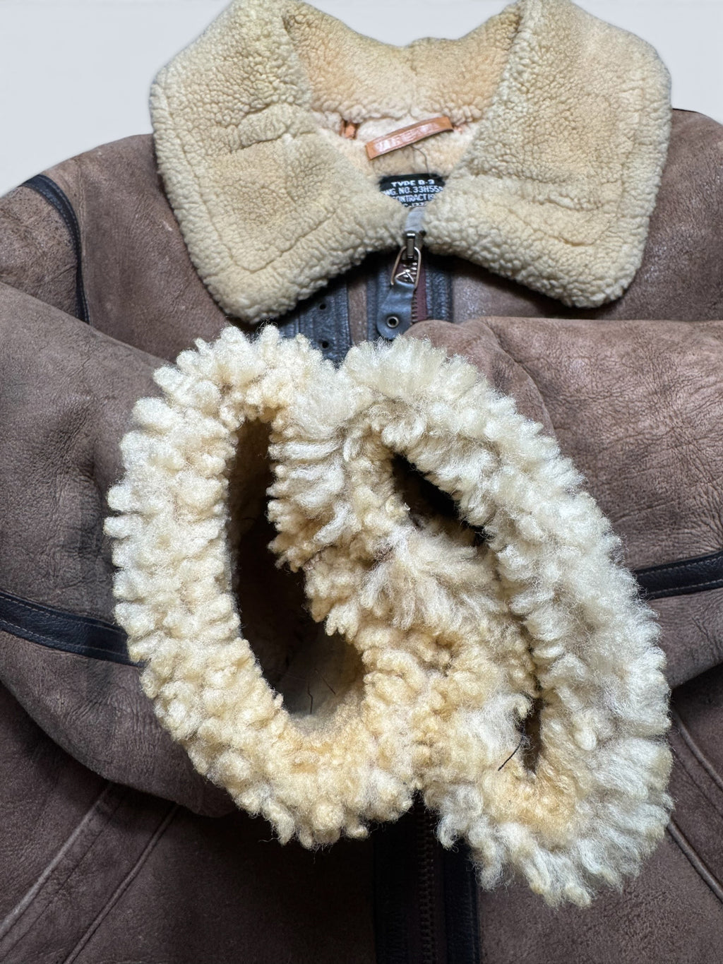Jacket cuir flight shearling B-3 Avirex made in USA usaf brown vintage 80’s - 38 (M)
